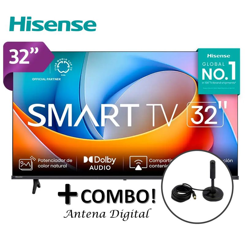 HISENSE - Televisor Hisense 32 Smart TV LED 32A4K