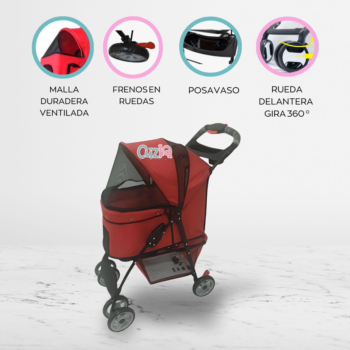 GENERICO - Coche para mascota «PET» Red