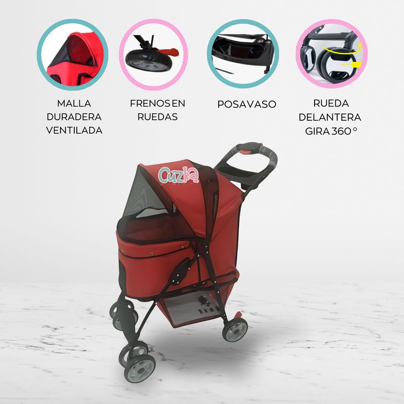 GENERICO - Coche para mascota «PET» Red