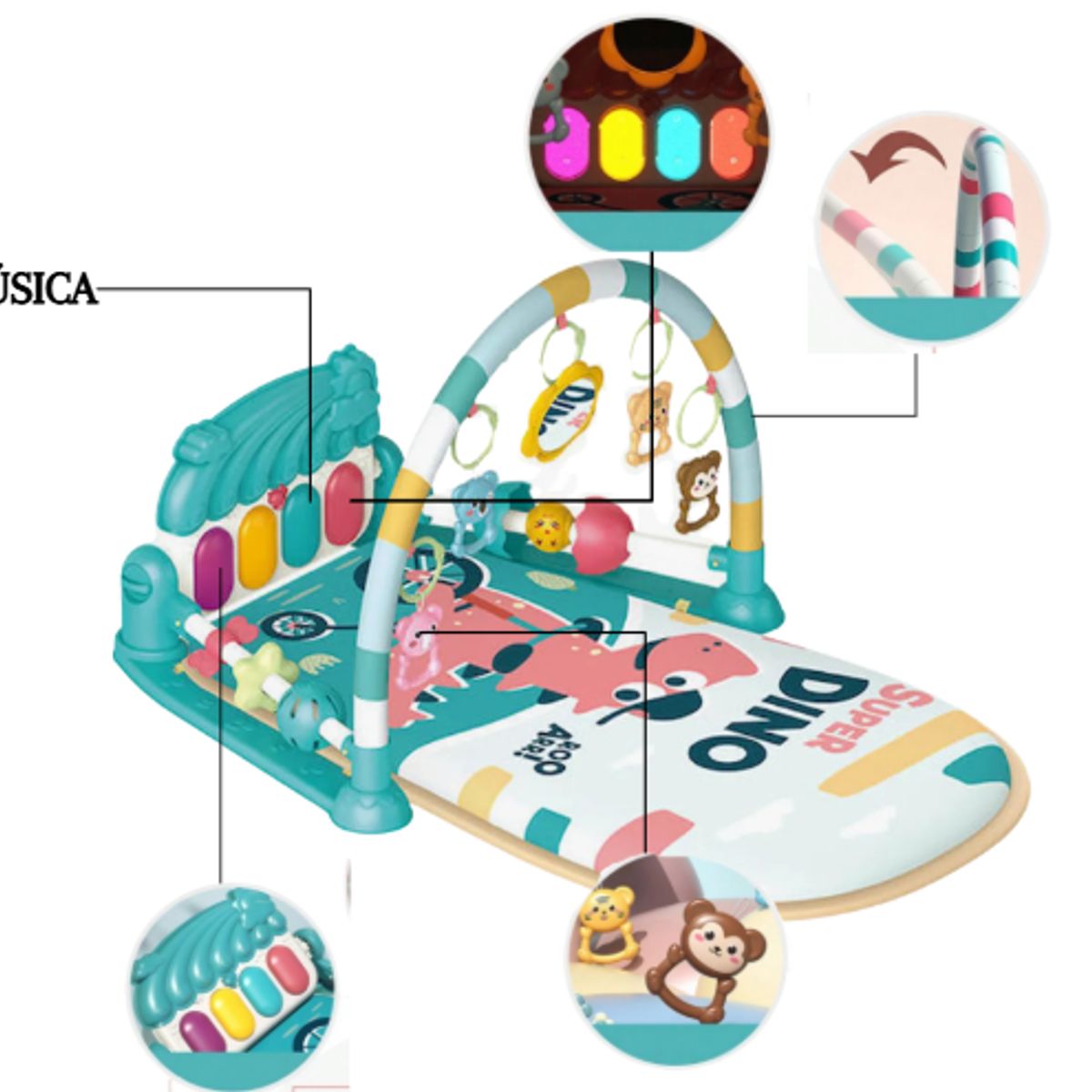 BIBI - GIMNASIO PARA BEBÉ ESTIMULACIÓN MODELO DINO VERDE