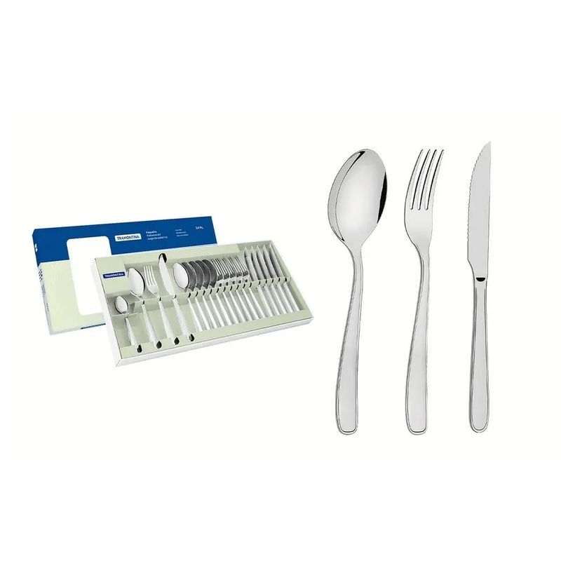TRAMONTINA - Juego de Cubiertos Tramontina Maresias 24 Piezas Acero Inoxidable