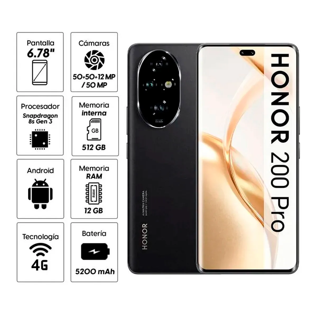 HONOR - Celular Honor 200 Pro 512GB - 12GB RAM Color Negro