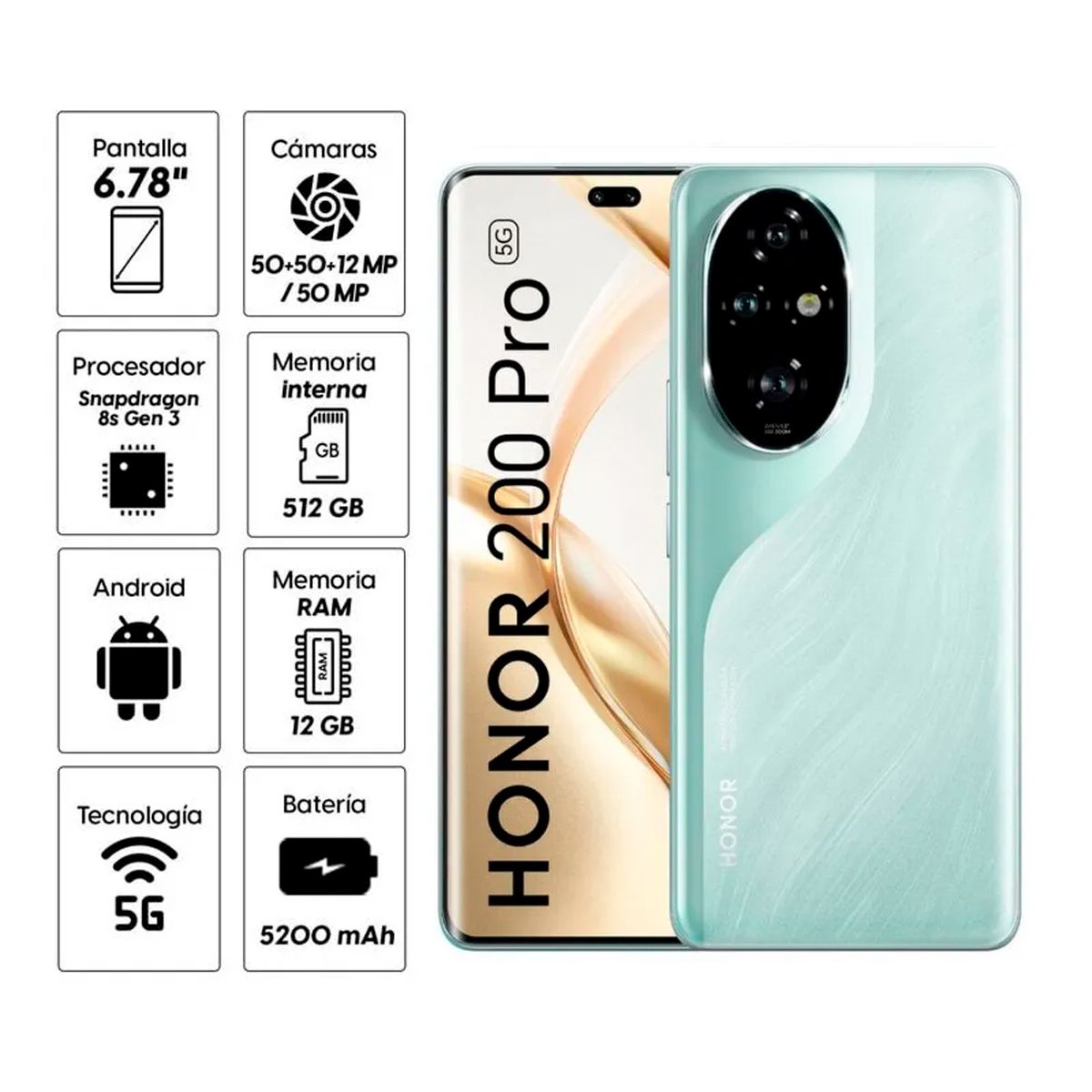 HONOR - Celular Honor 200 Pro 512GB - 12GB RAM Color Cyan