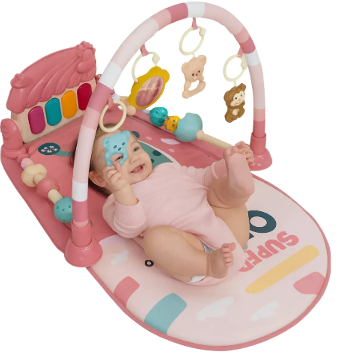 BIBI - GIMNASIO PARA BEBÉ ESTIMULACIÓN MODELO DINO ROSADO
