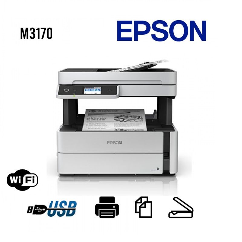 EPSON - Impresora Multifuncional Monocromatica Epson M3170 Duplex WIFI Ethernet ADF
