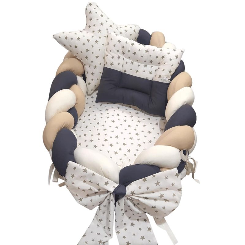 BABY MERINOS - Nido Colecho Trenzado Estrella - Negro Dorado