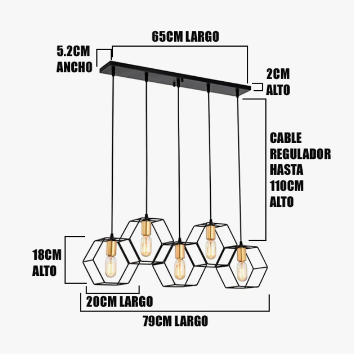 GENERICO - Lámpara Colgante Campana Black Led