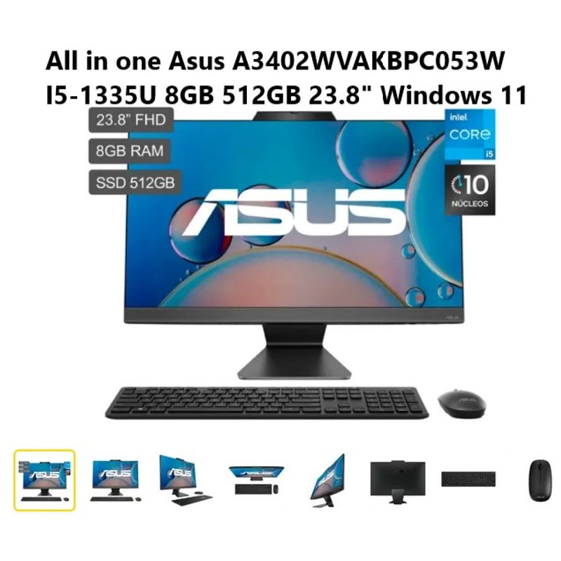 ASUS - All in one Asus Vivoaio 23.8" Windows 11 Home Intel Core I5-1335U 8GB 512GB A3402