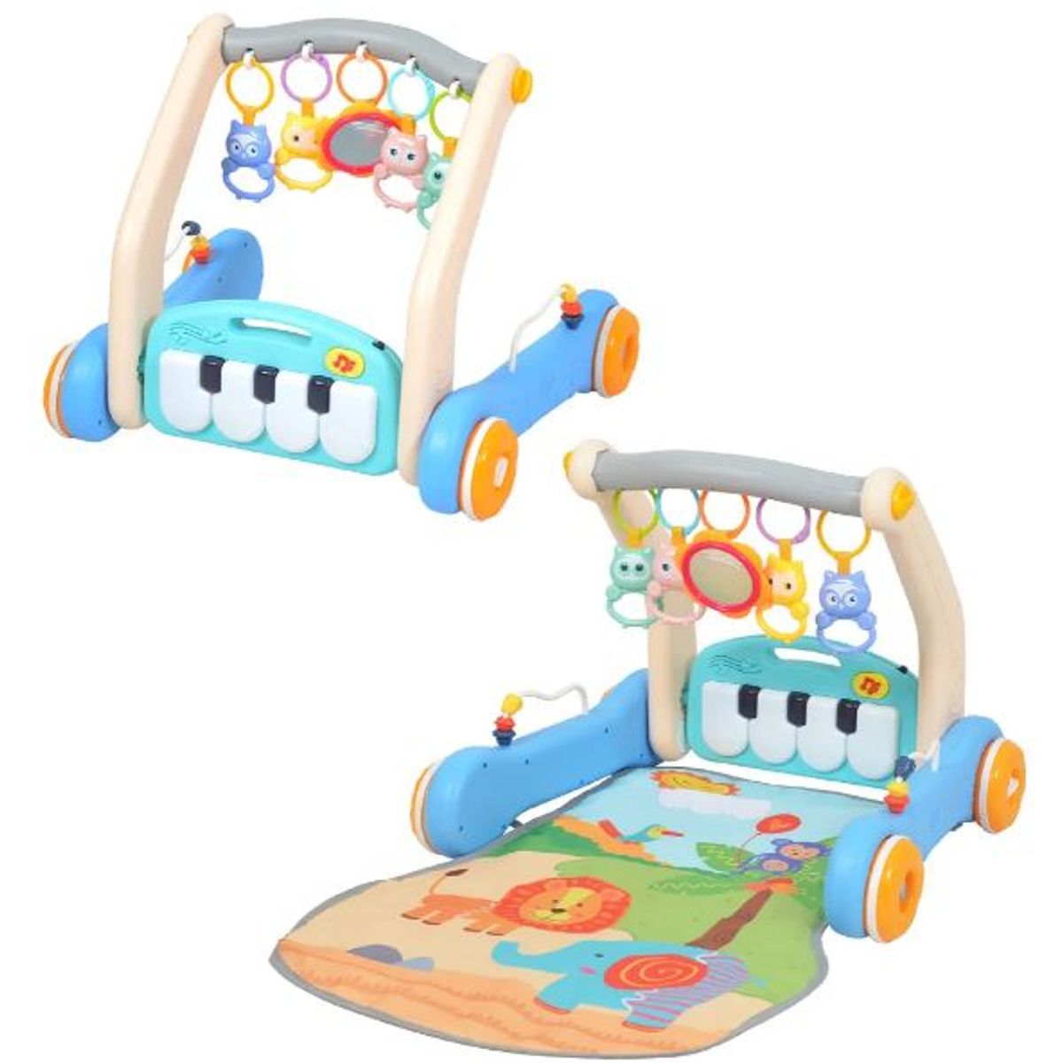 GENERICO - Gimnasio Piano Caminador Musical y Luces 2 en 1 Azul
