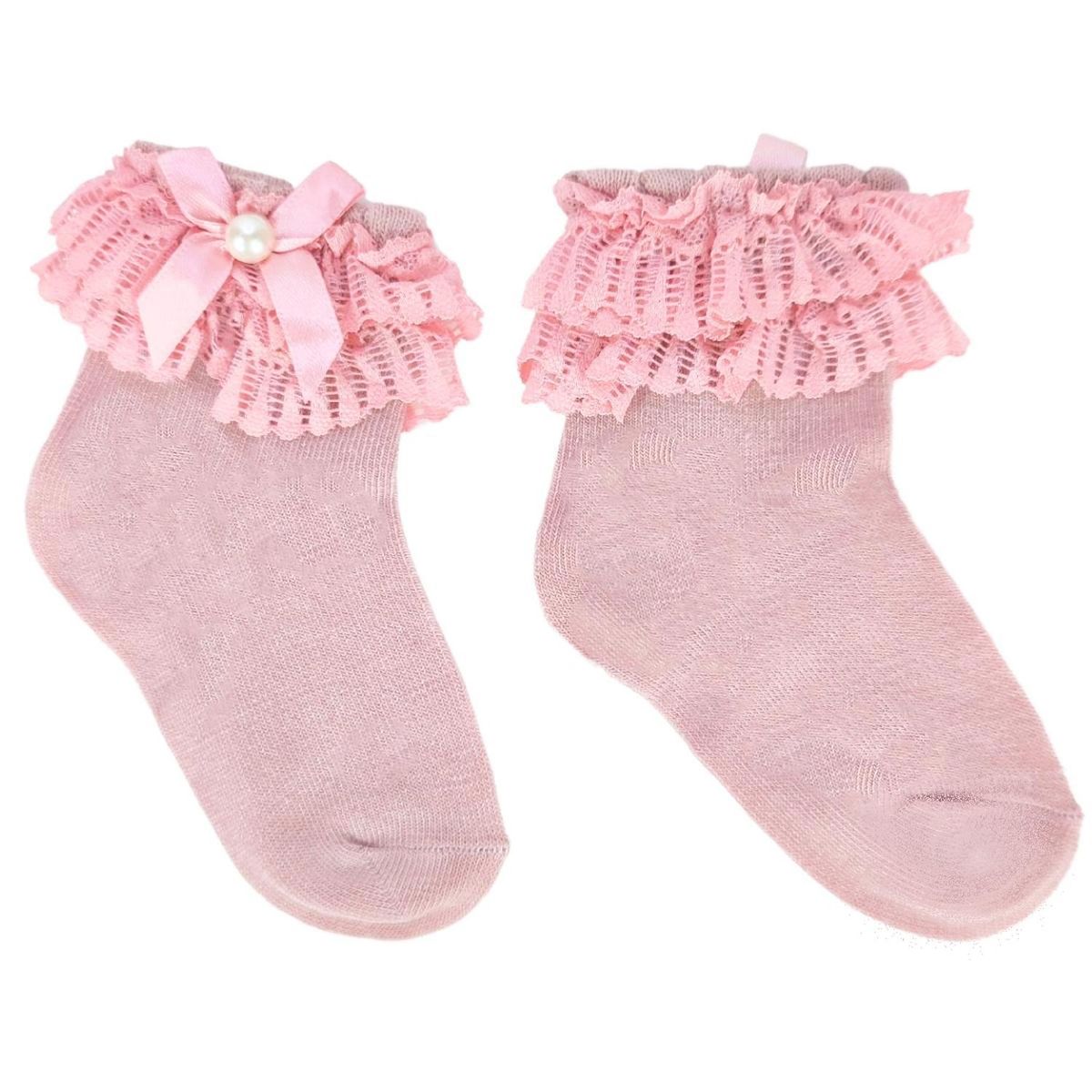 GENERICO - Medias con lazo en el tobillo para niña - Palo Rosa - T4-T6 US