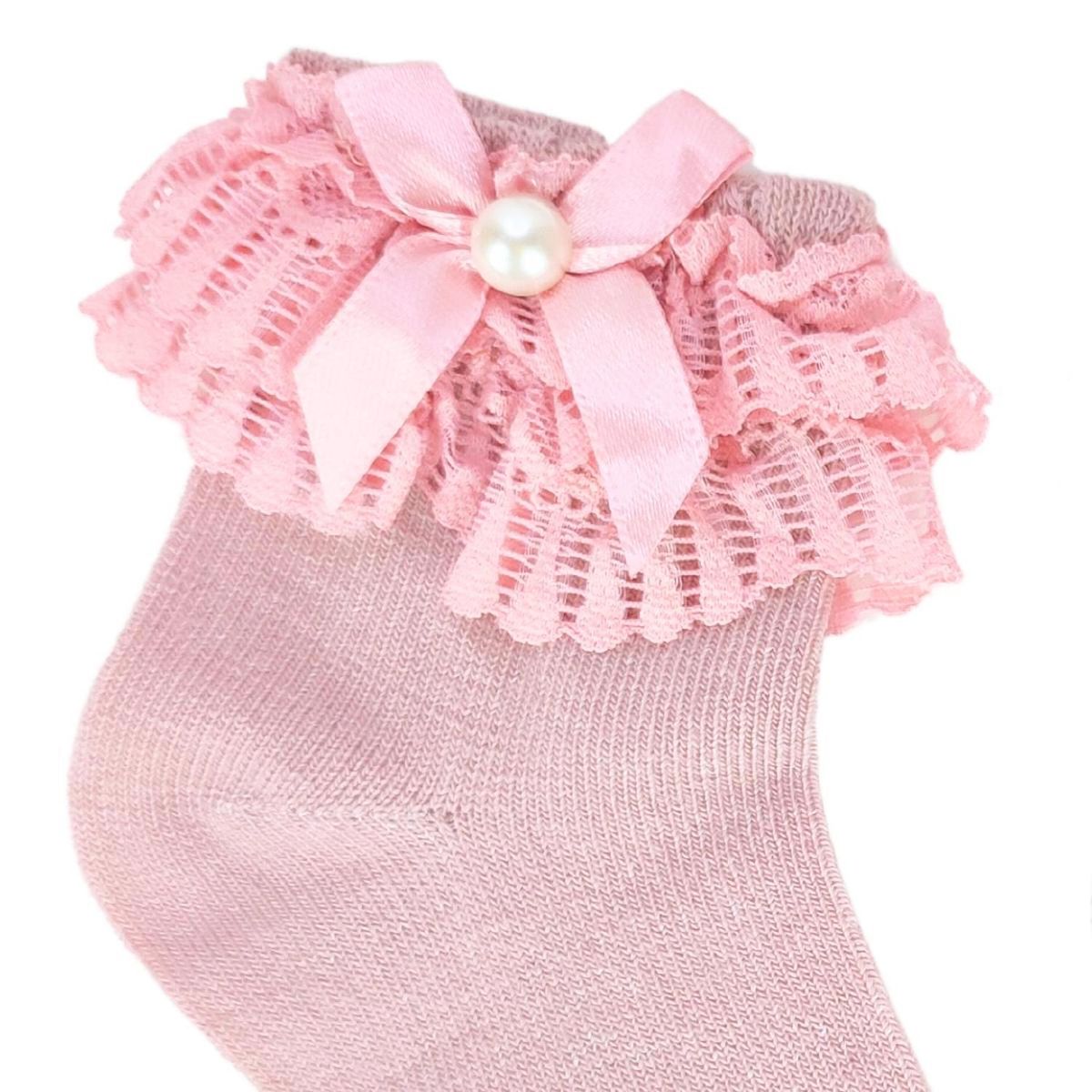GENERICO - Medias con lazo en el tobillo para niña - Palo Rosa - T4-T6 US