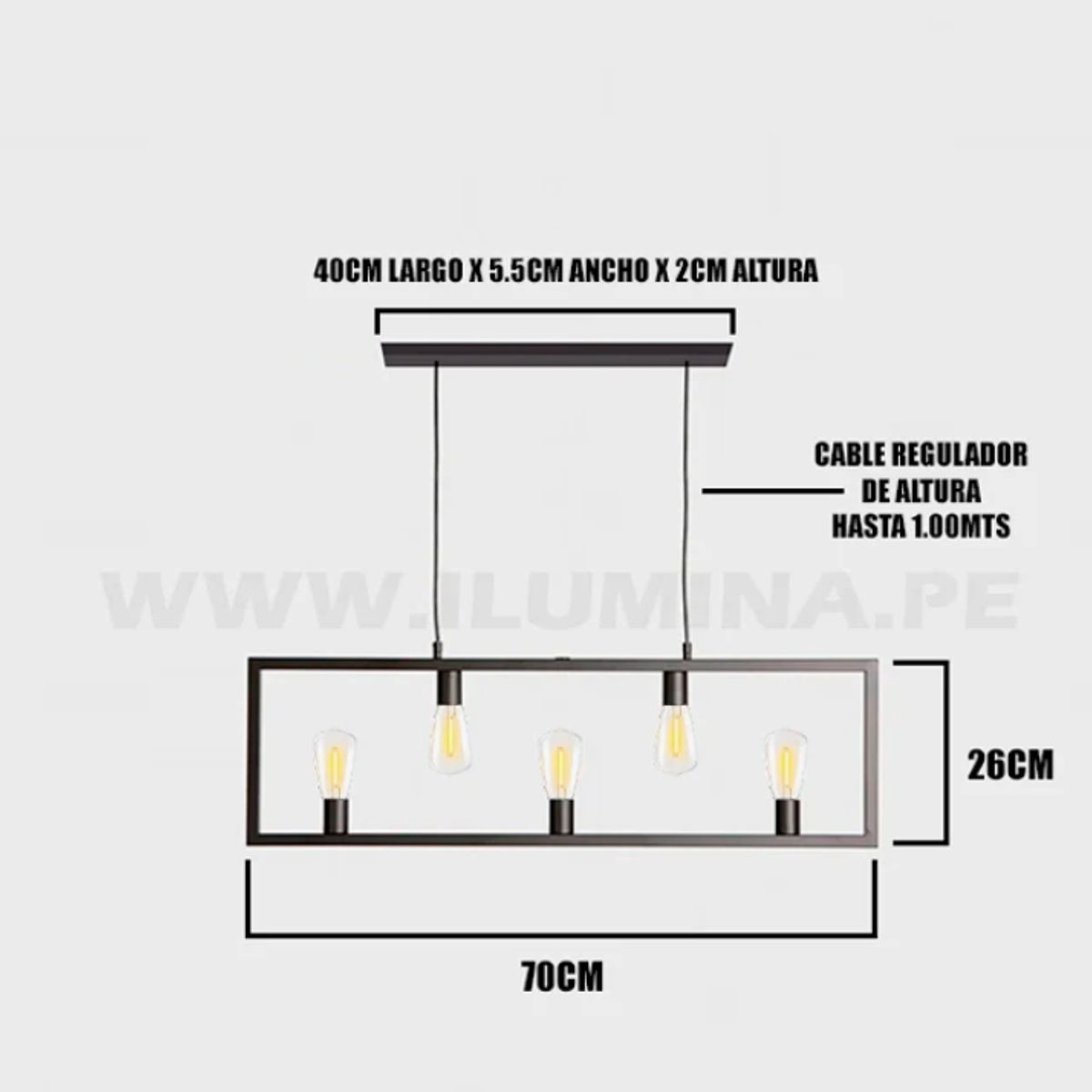 GENERICO - Lámpara Colgante Campana Black Led