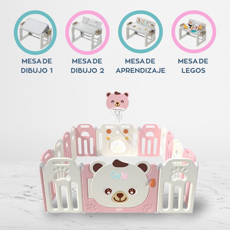 BEAUTIFUL - Corral Armable 4 en 1 para Bebés  «BALOO» Pink