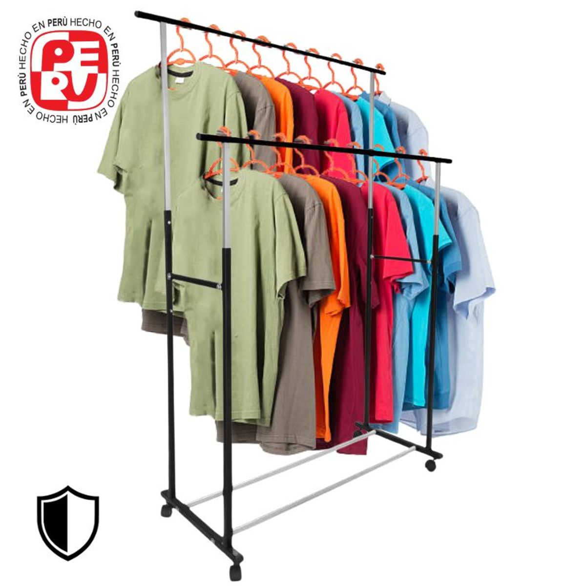IMSARACKS - Colgador organizador doble barra ropa con ruedas de metal NO CHINO