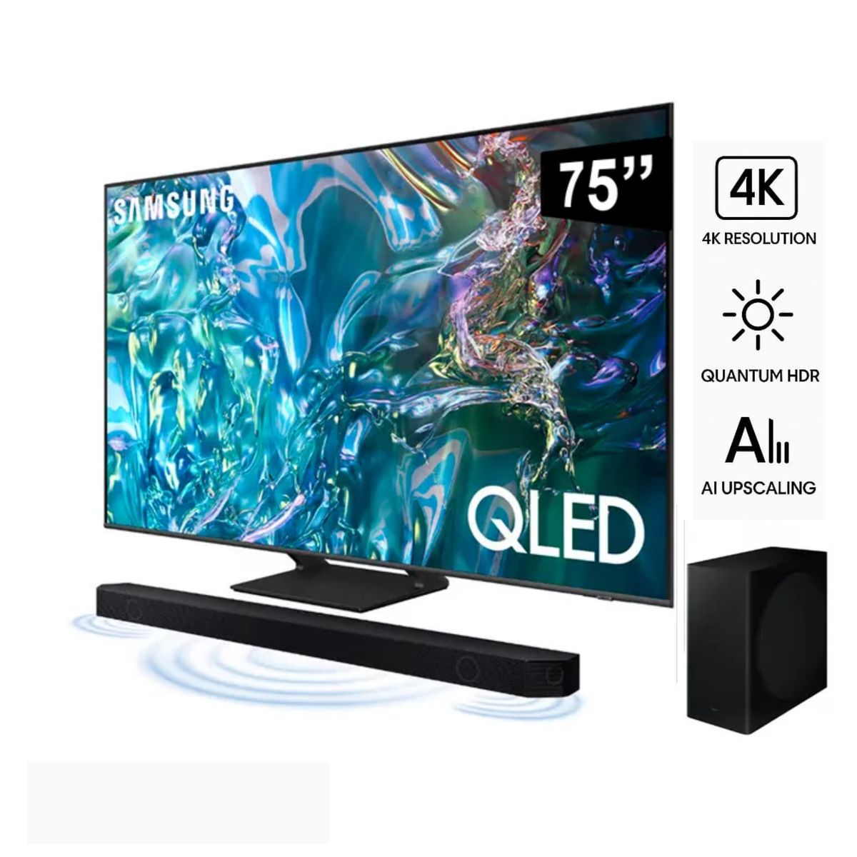 SAMSUNG - Smart TV Samsung 75 pulgadas QLED 4K Q65D con Soundbar HW-Q800D