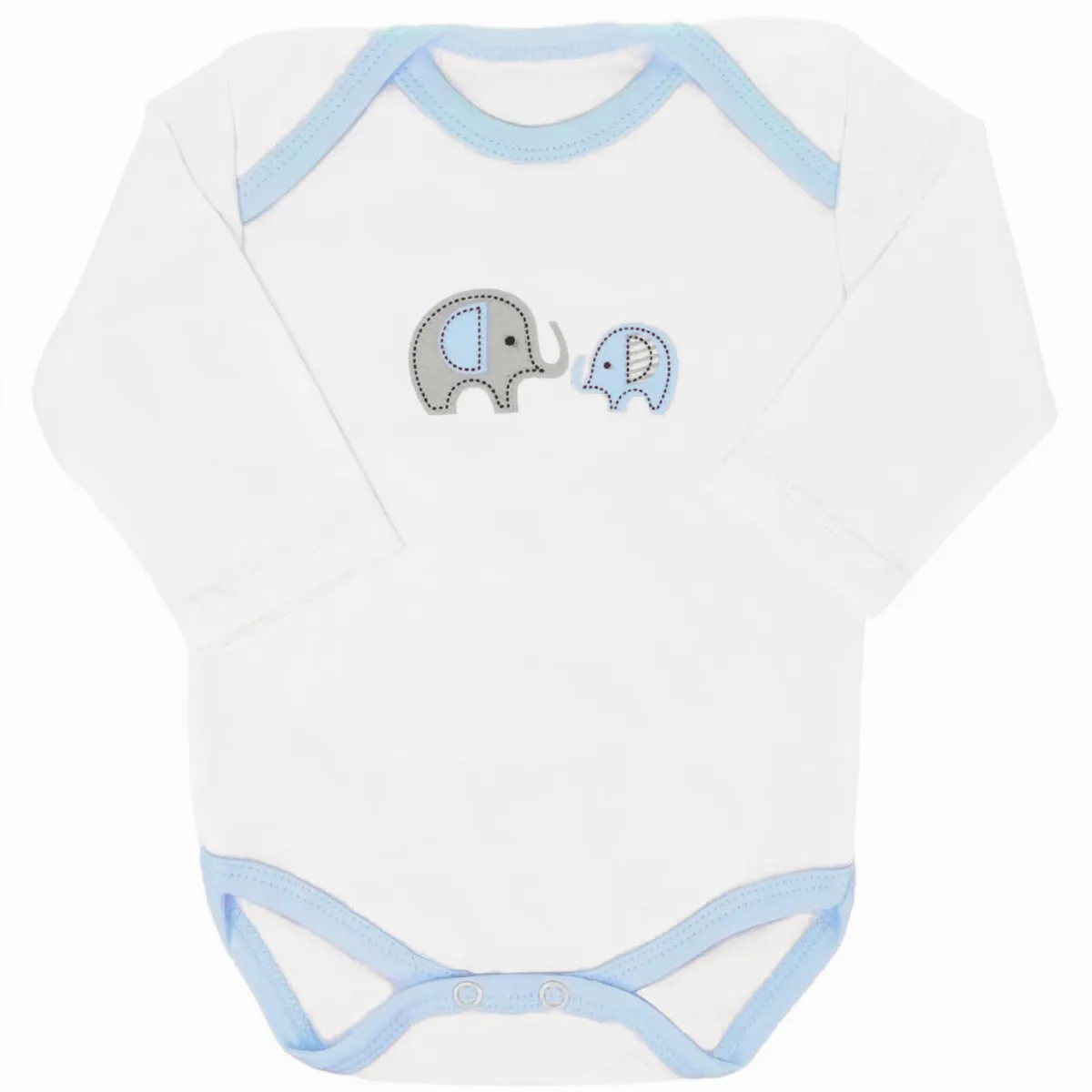 GENERICO - Ajuar Algodón - Elefante - 6 piezas - Celeste G - Talla RN