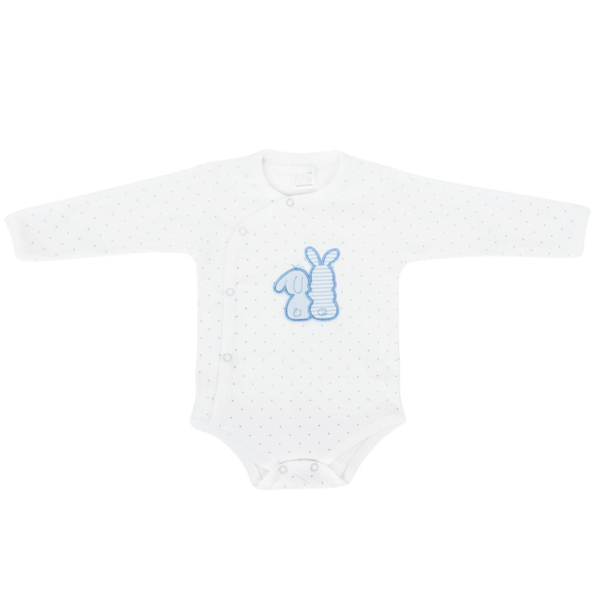 GENERICO - Ajuar Bebe 3 piezas Algodon - Conejitos - Blanco-Celeste