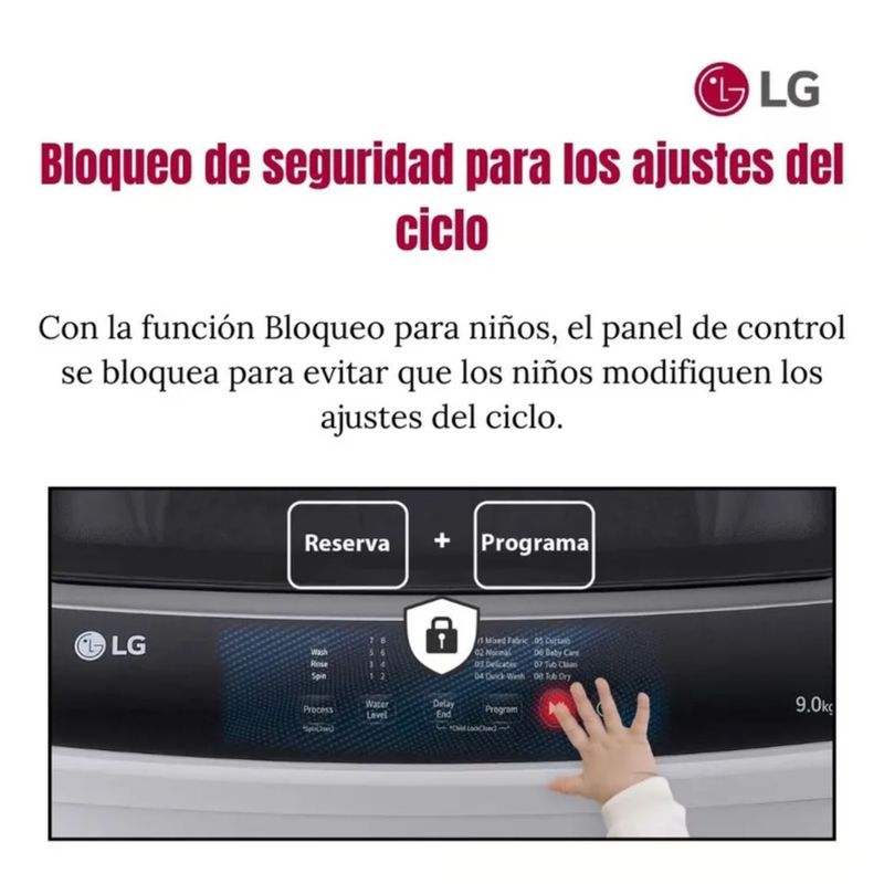 LG - Lavadora LG de lavado Rapido y Carga Superior 9 Kg WT9GL Gris