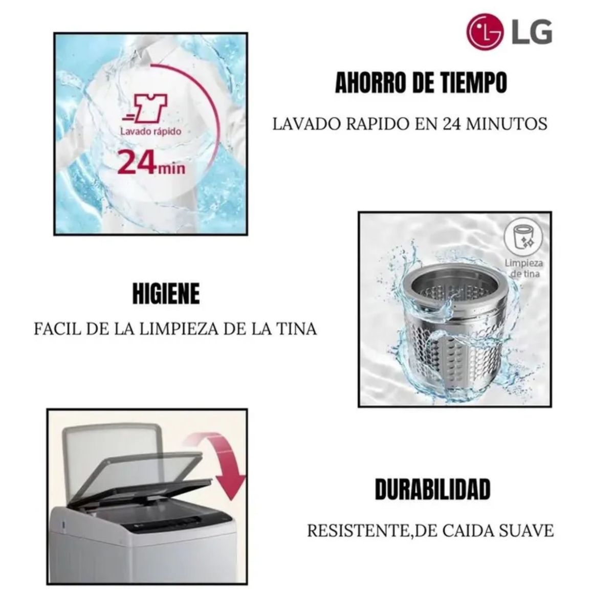 LG - Lavadora LG de lavado Rapido y Carga Superior 9 Kg WT9GL Gris