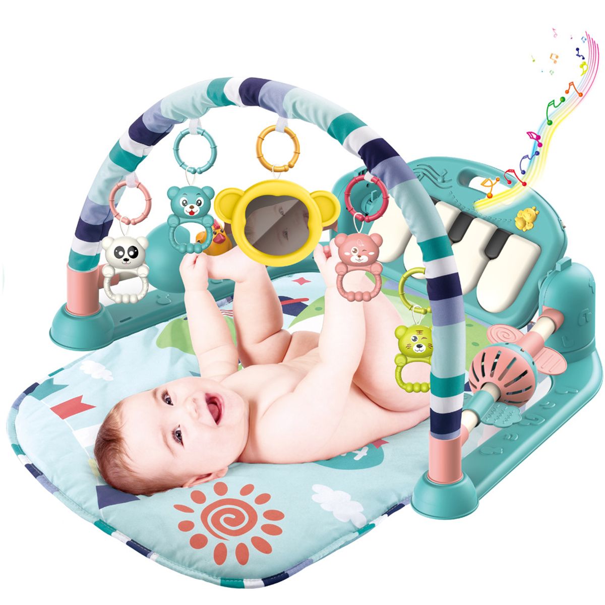 BIBI - GIMNASIO PARA BEBÉ ESTIMULACIÓN CON PIANO 5 EN 1