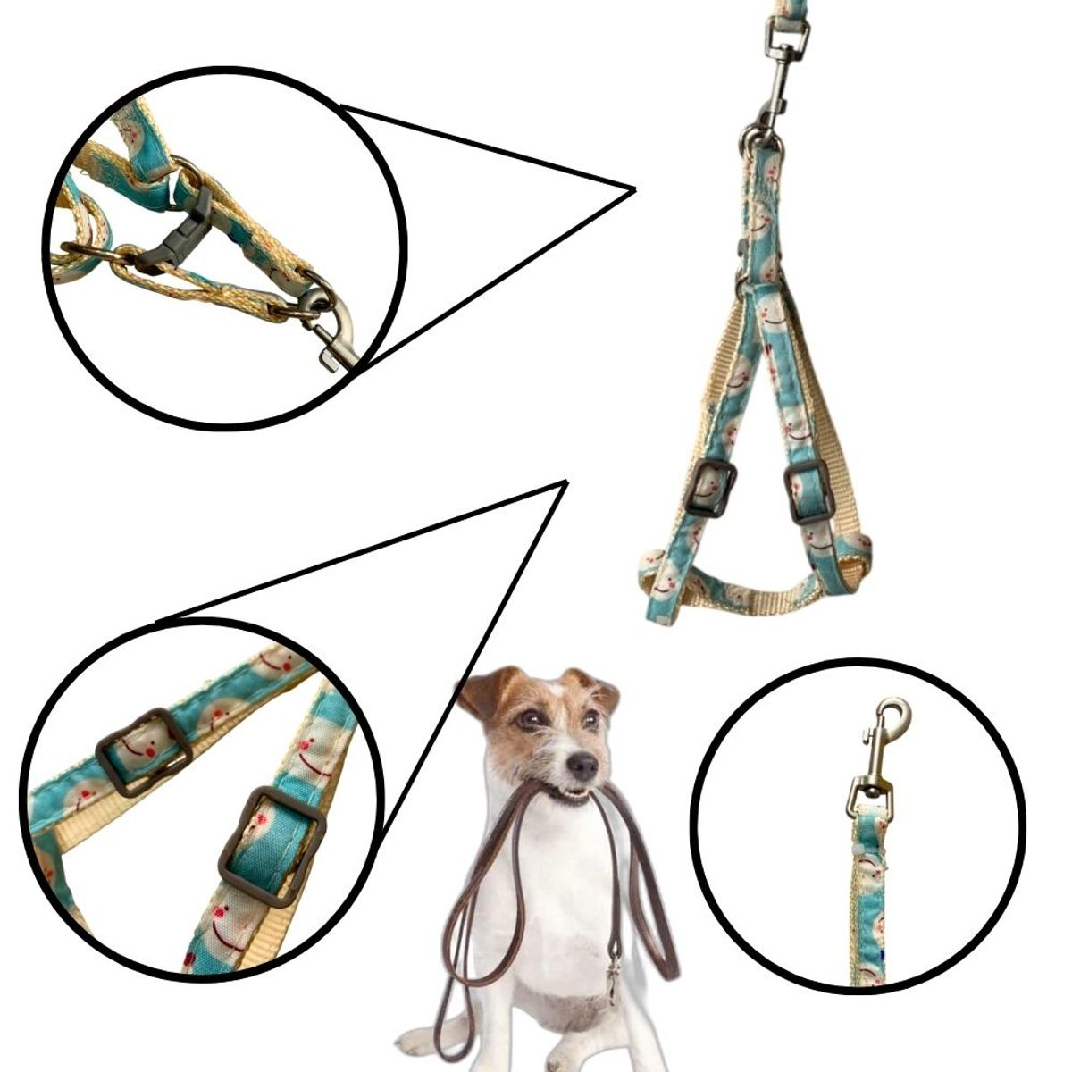 GENERICO - Arnes Diseño Caritas Regulable Con Correa Talla S  Azul