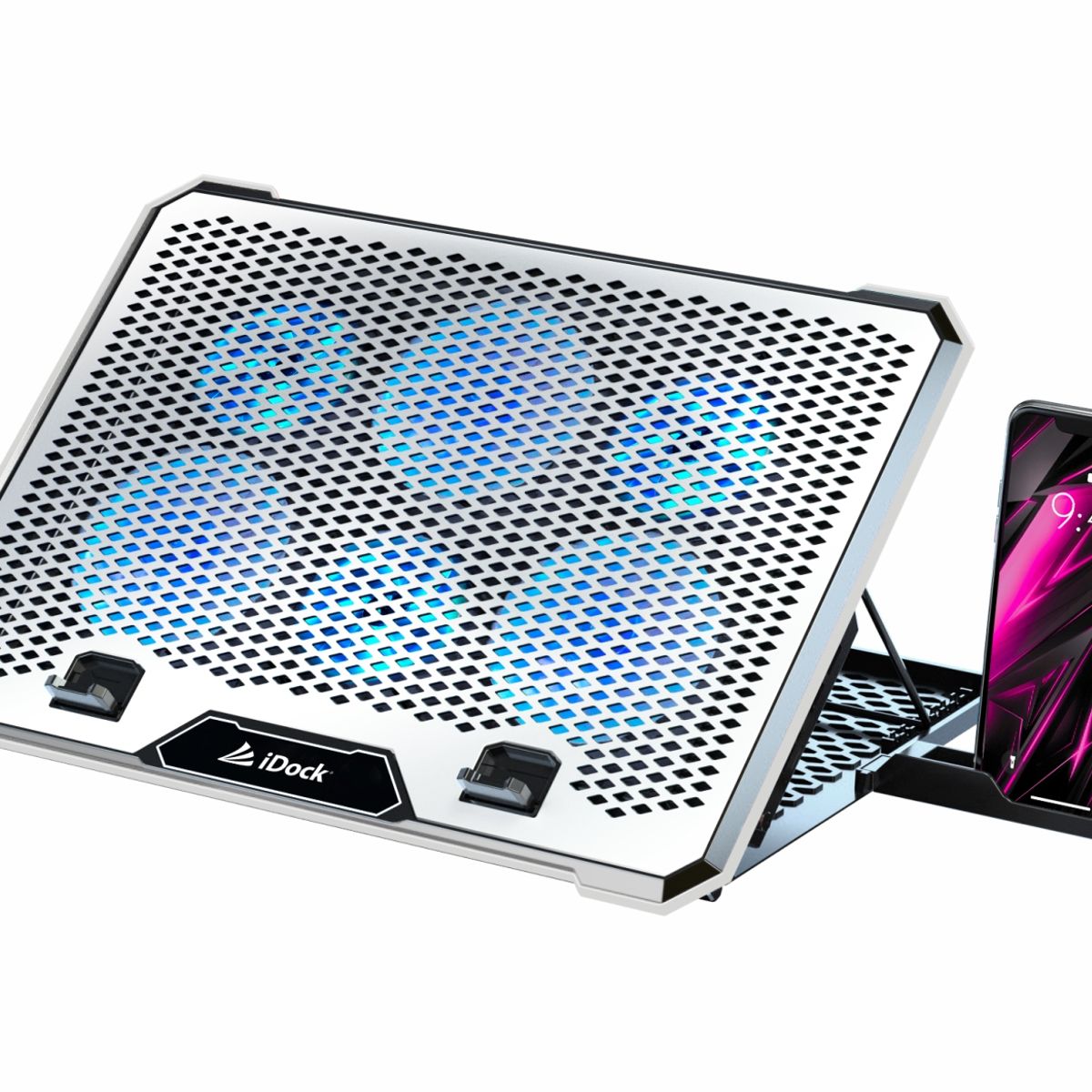 IDOCK - Cooler para Laptop mas soporte de movil iDock Turbine N9 Silver