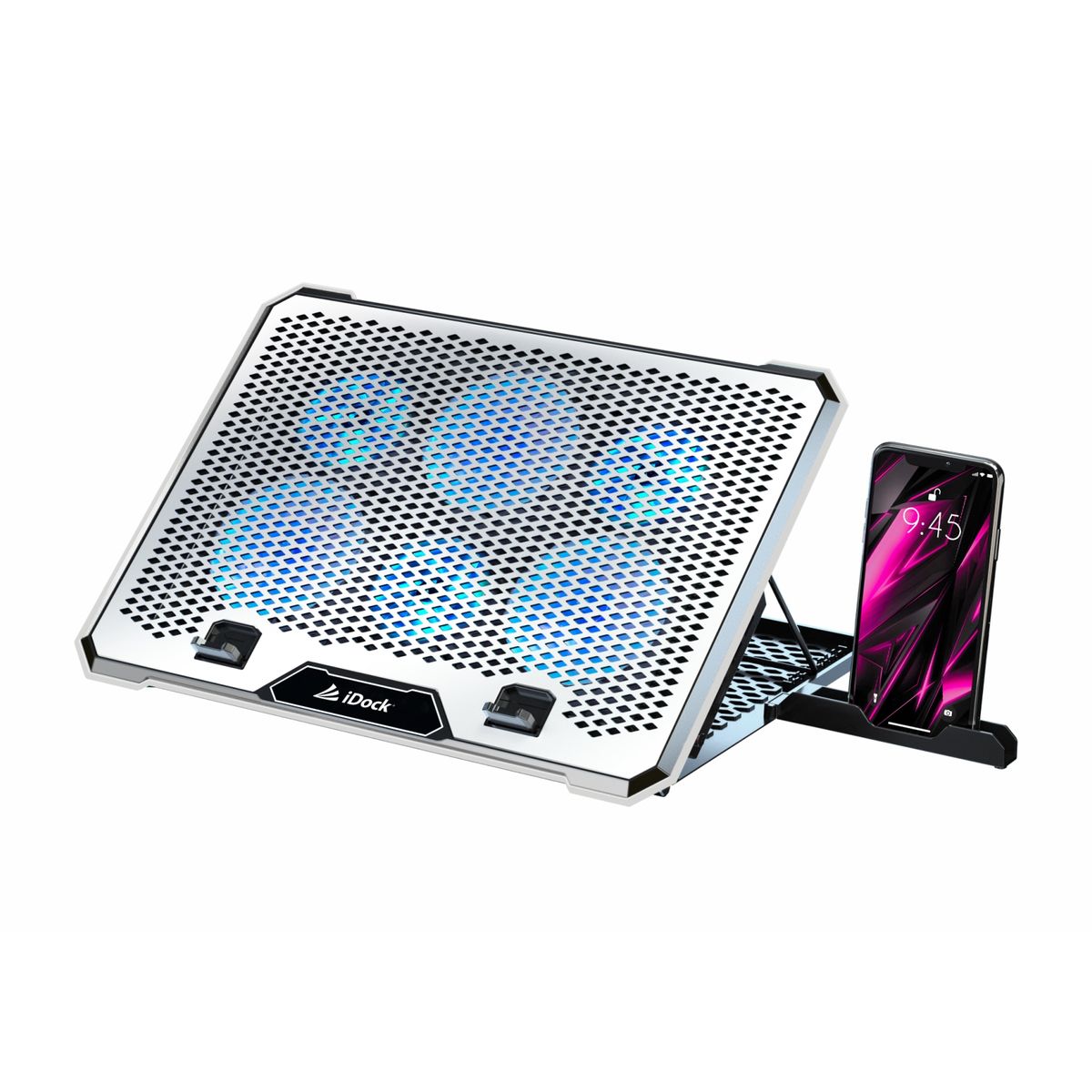 IDOCK - Cooler para Laptop mas soporte de movil iDock Turbine N9 Silver