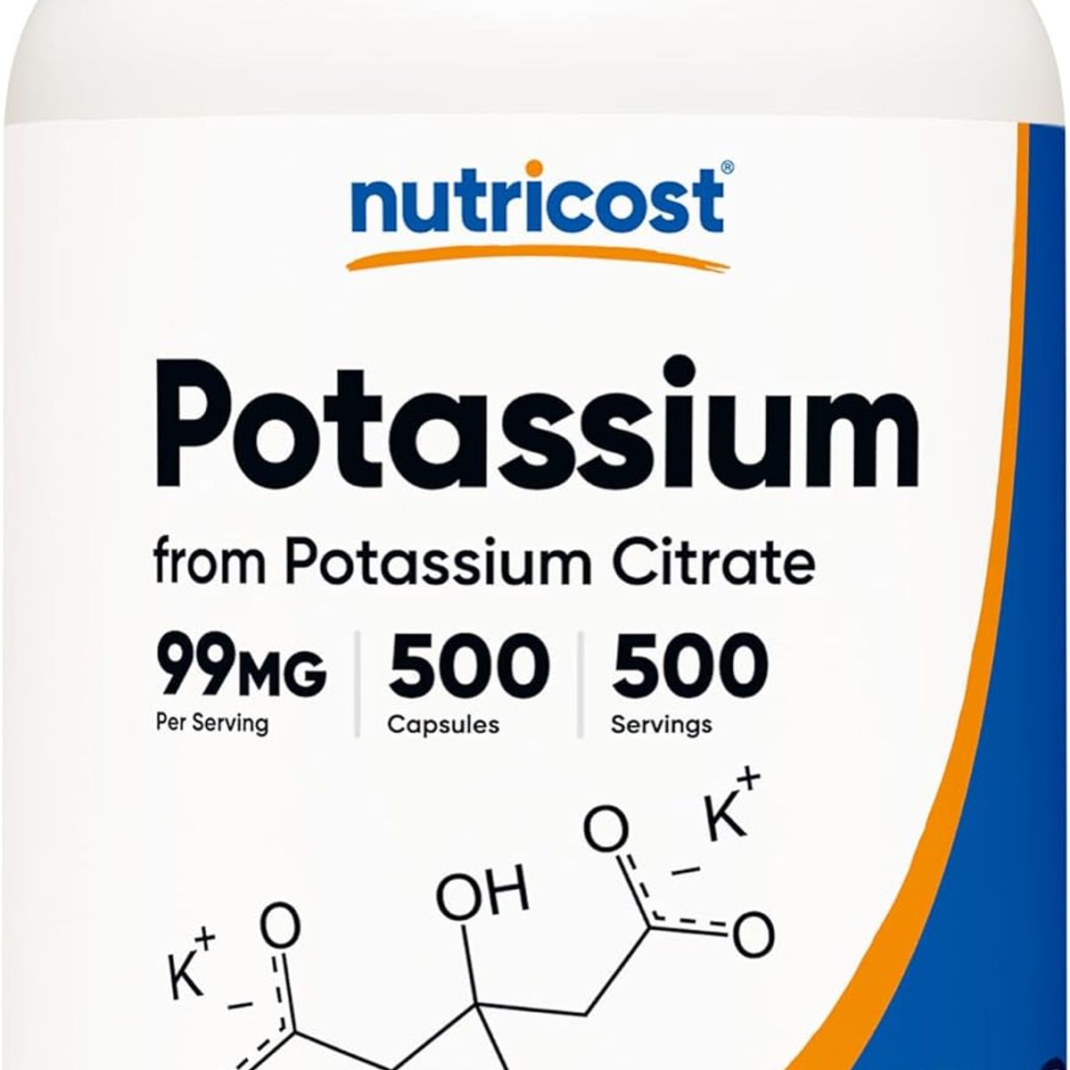 NUTRICOST - Citrato De Potasio Nutricost 500 Cápsulas Natural