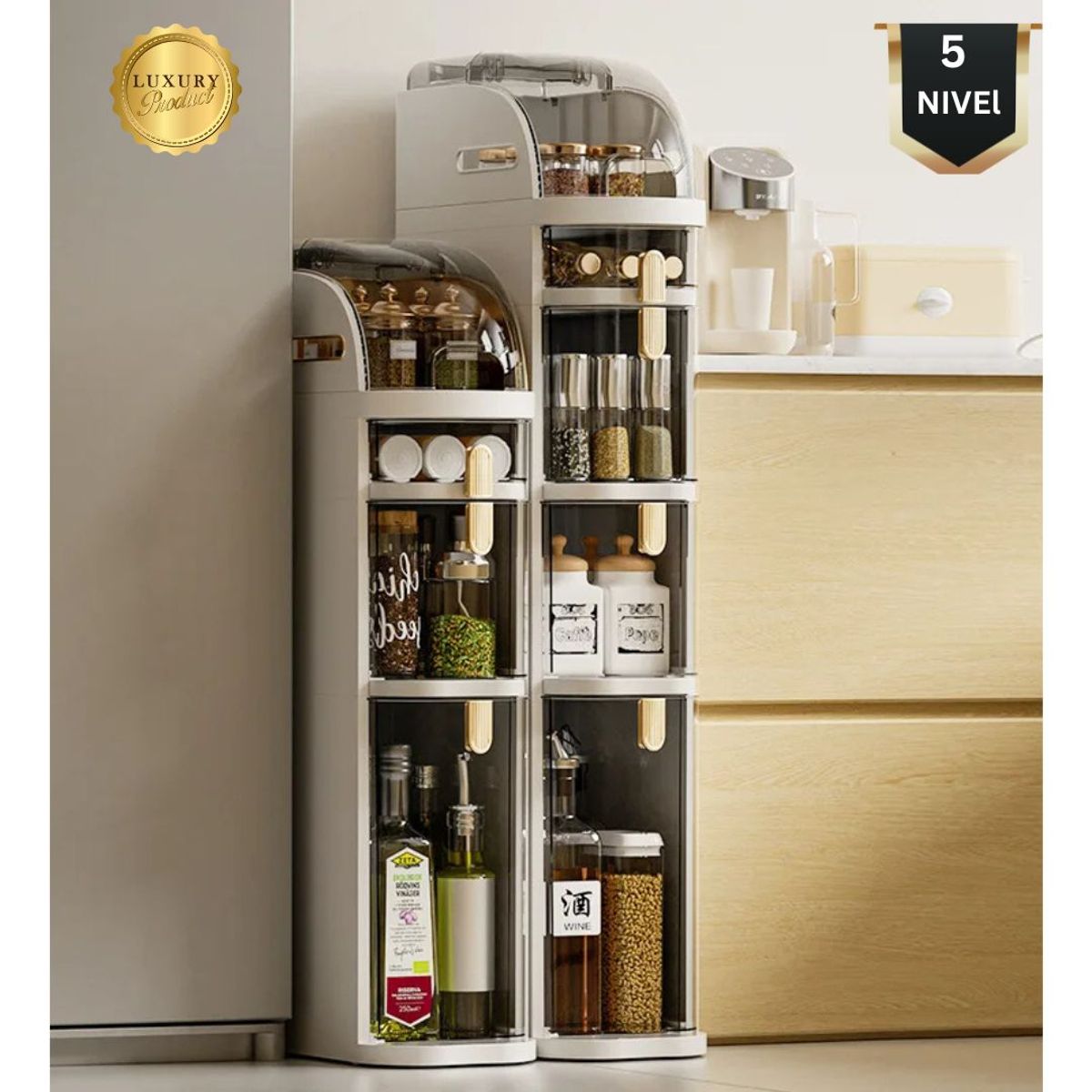 GENERICO - Organizador Estante Funcional Luxury 5 Niveles Blanco con Ruedas