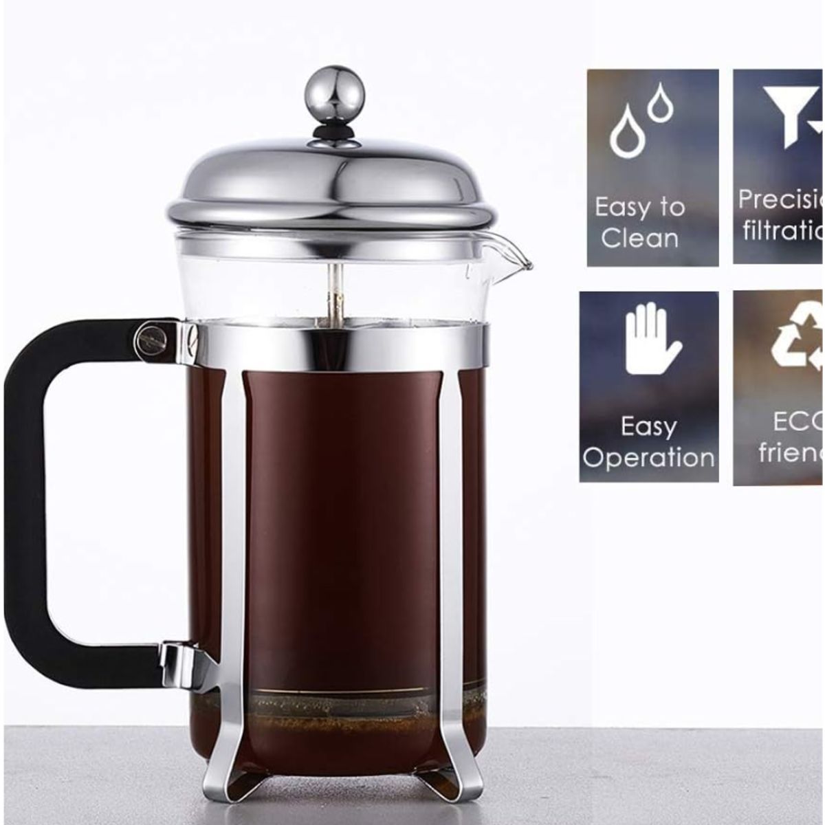 GENERICO - Cafetera prensa francesa de acero 1000 cc