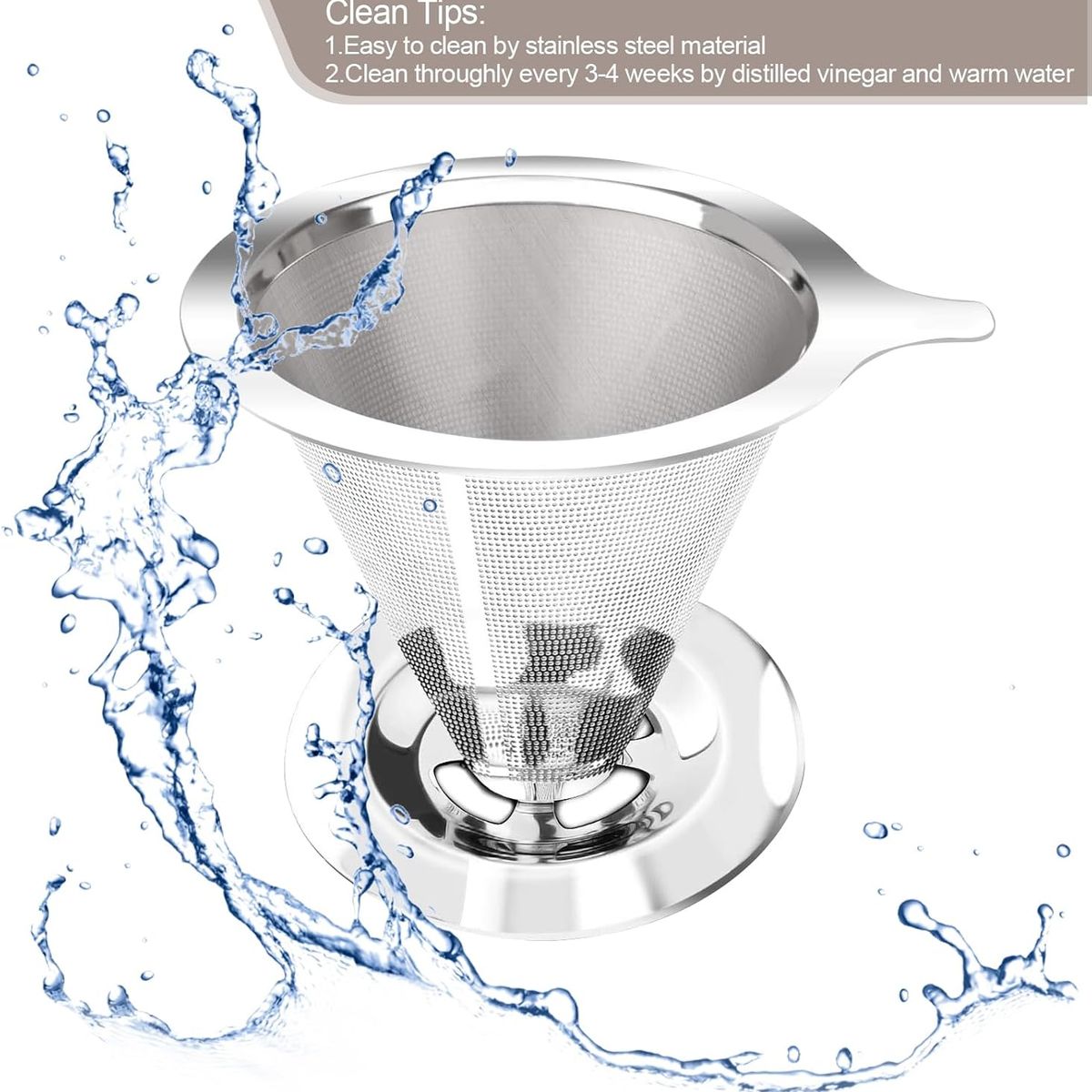 GENERICO - DRIPPER V60 de acero  1 -2 Tazas