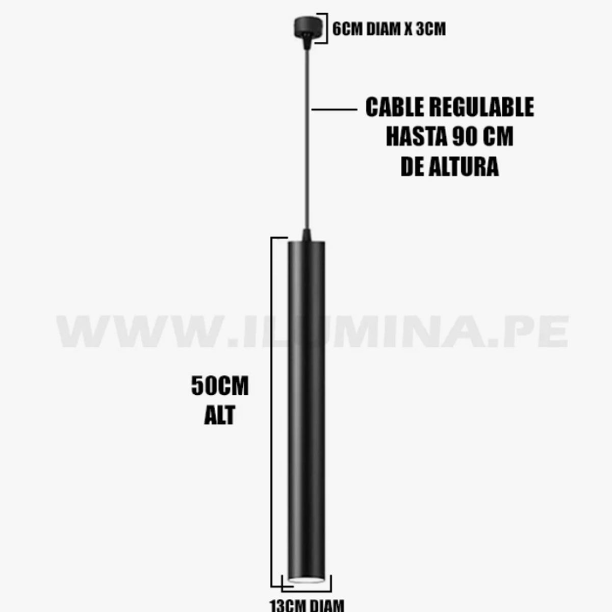 GENERICO - Lámpara Colgante Campana Black Led