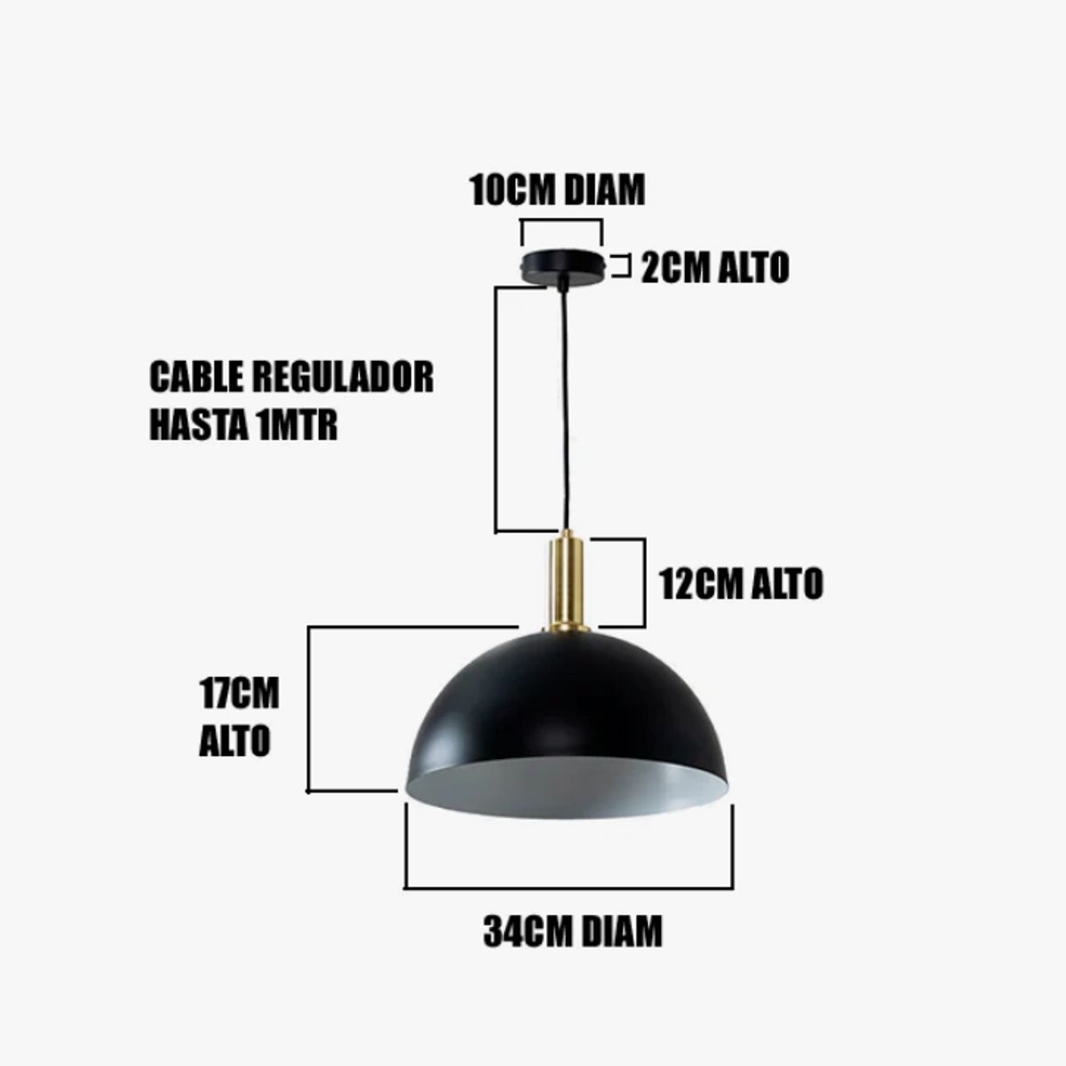 GENERICO - Lámpara Colgante Campana Black Led