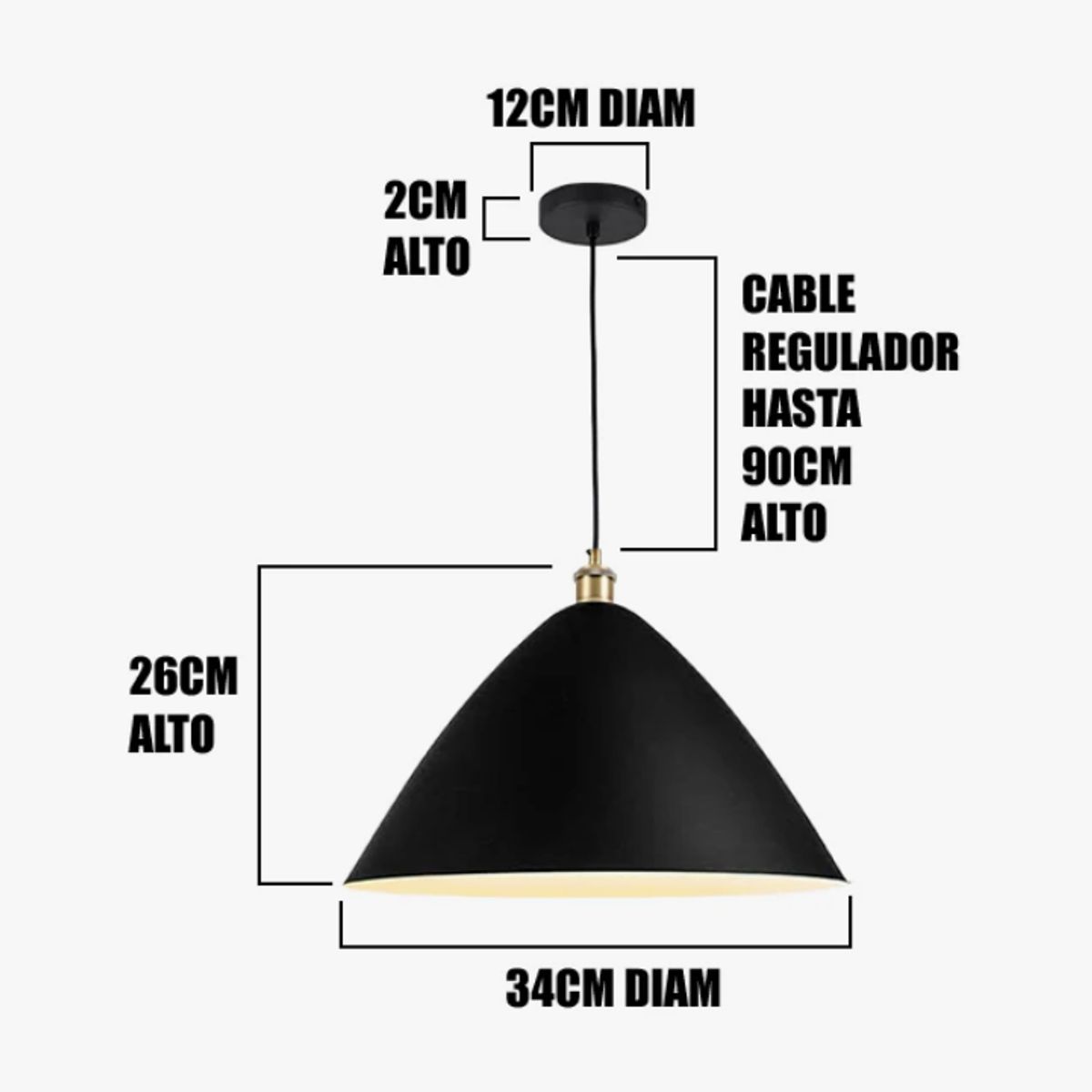 GENERICO - Lámpara Colgante Campana Black Led