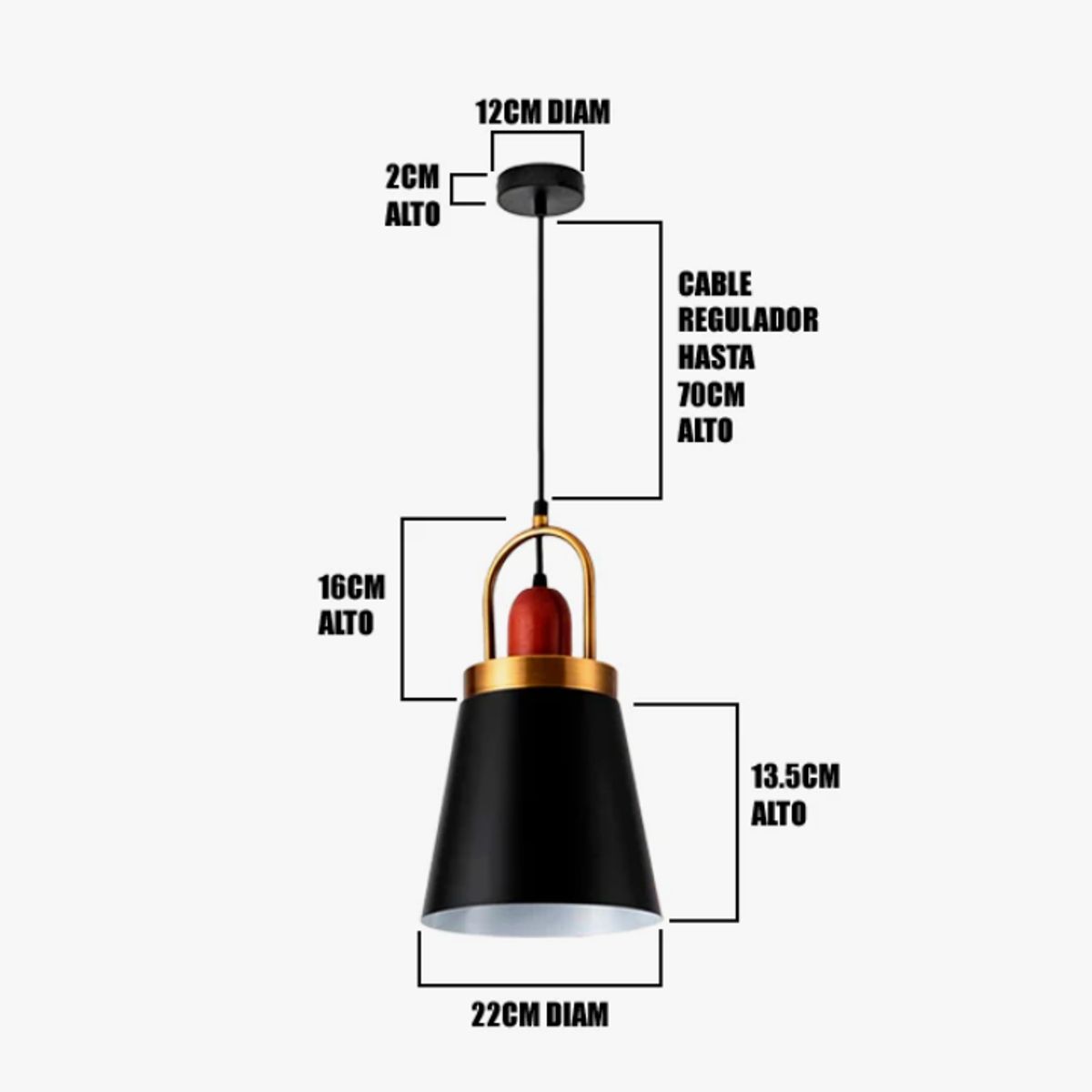 GENERICO - Lámpara Colgante Campana Black Led