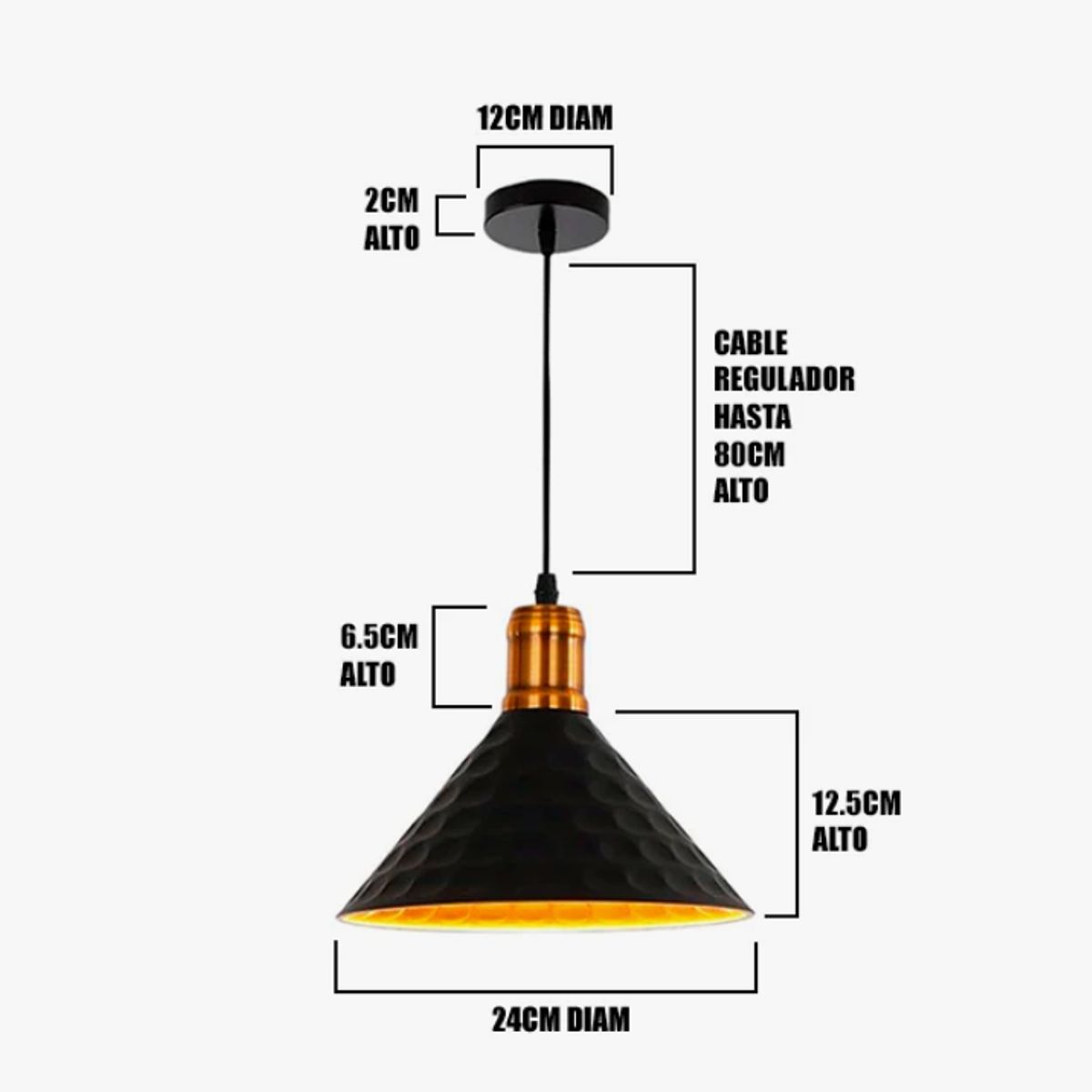 GENERICO - Lámpara Colgante Campana Black Led