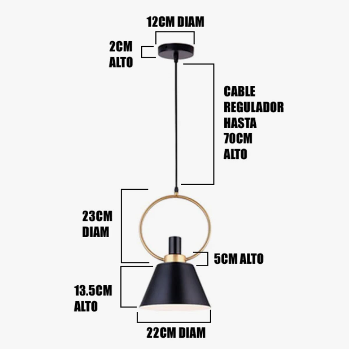 GENERICO - Lámpara Colgante Campana Black Led