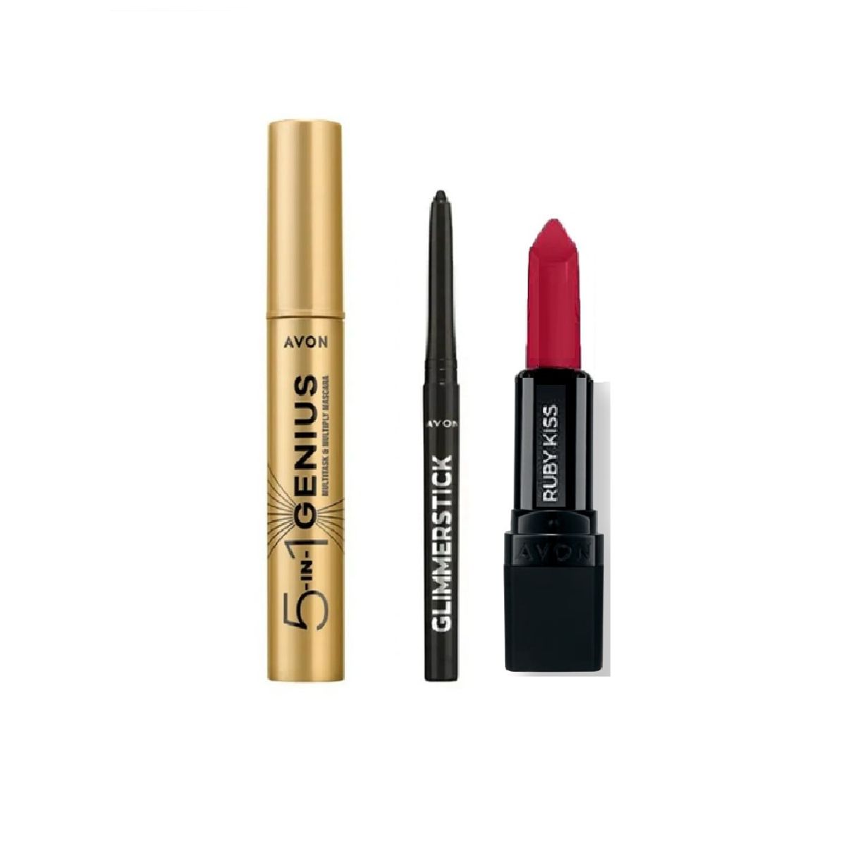 AVON - Máscara 5 in 1 Genius + delineador blackets black y labial
