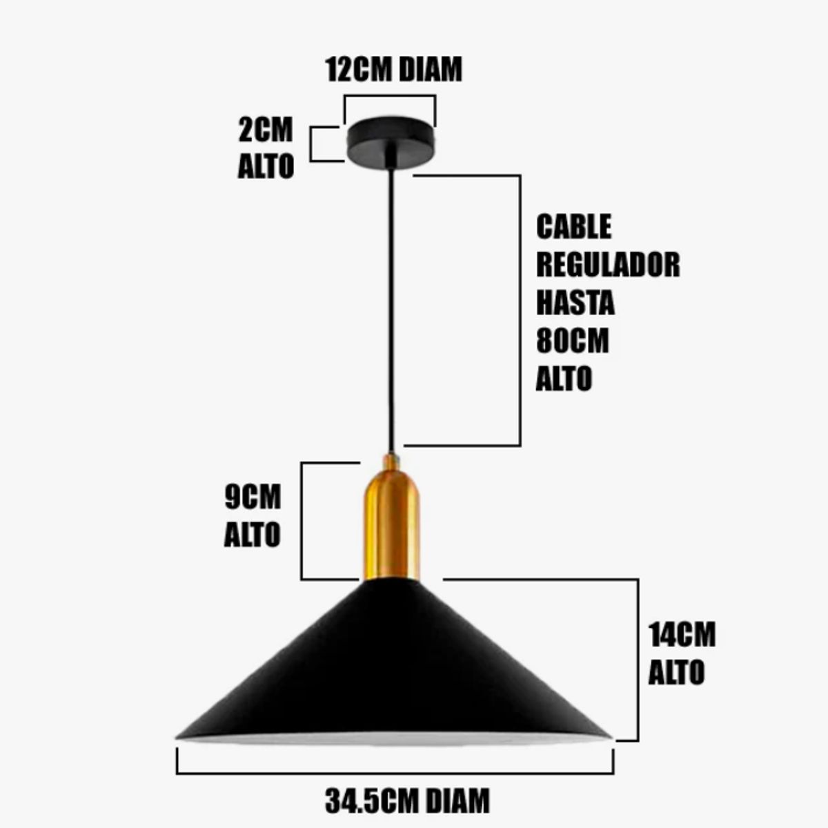 GENERICO - Lámpara Colgante Campana Black Led