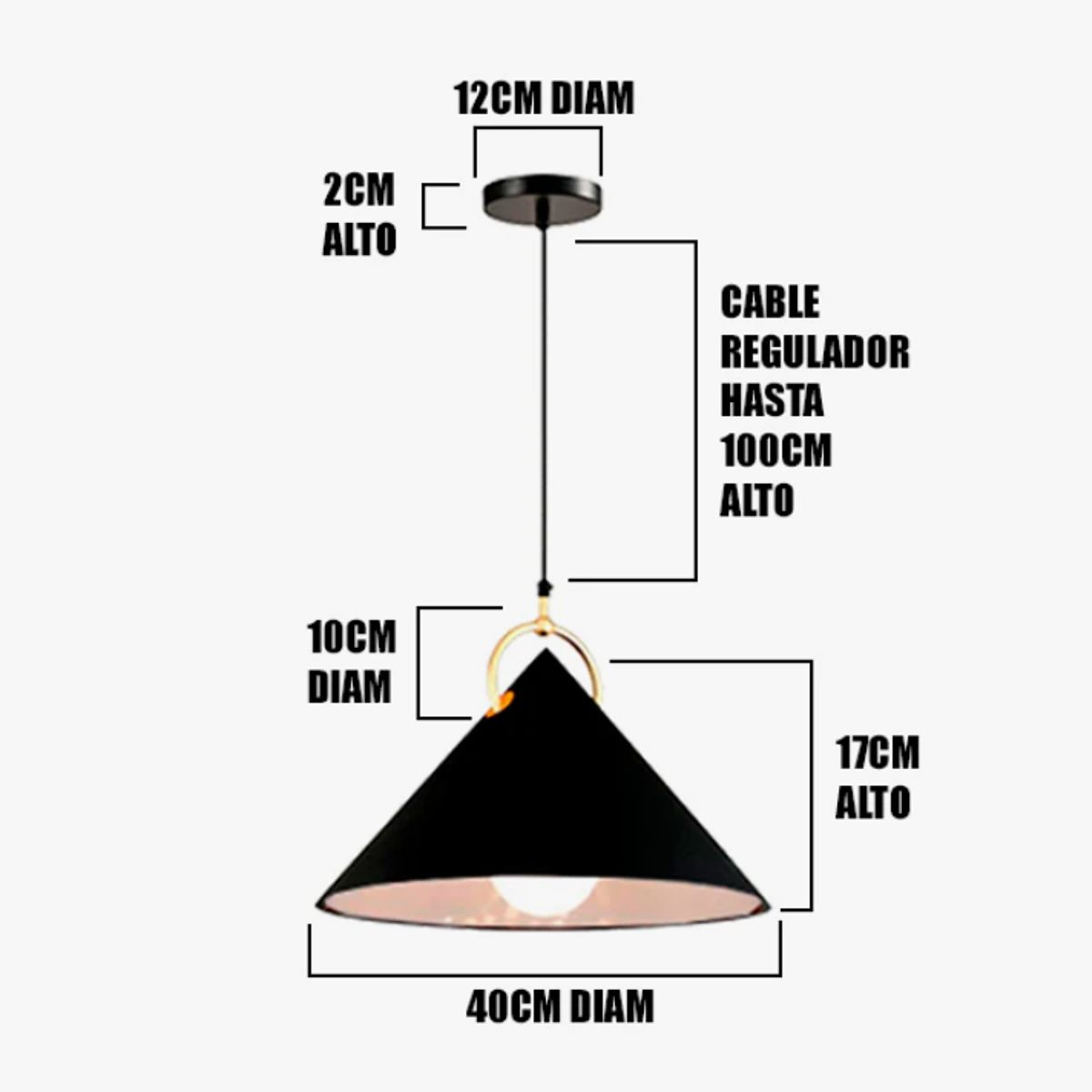 GENERICO - Lámpara Colgante Campana Black Led