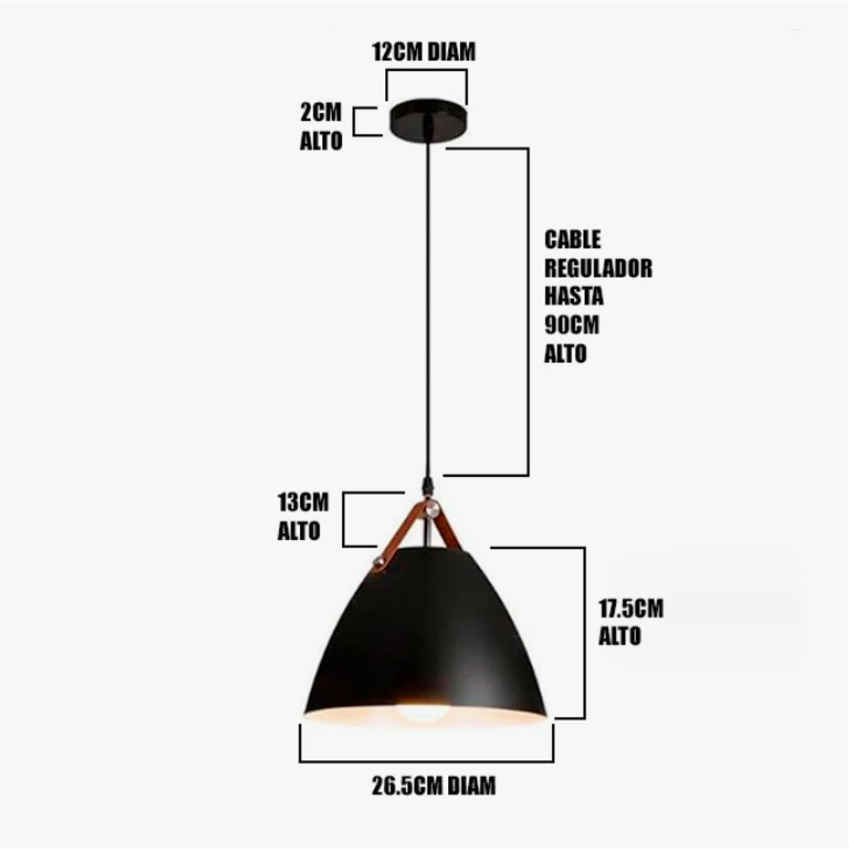 GENERICO - Lámpara Colgante Campana Black Led