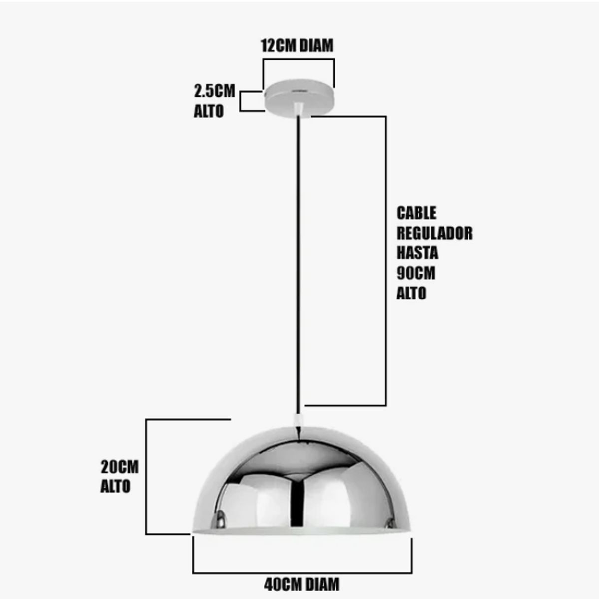 GENERICO - Lámpara Colgante Campana Silver Led