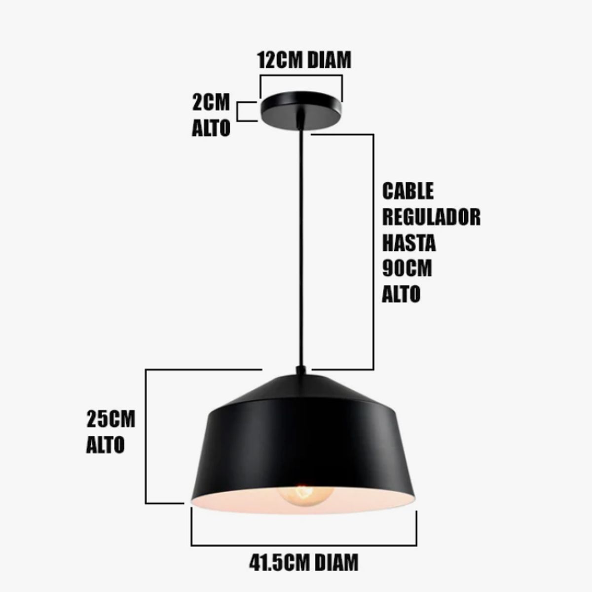 GENERICO - Lámpara Colgante Campana Black Led