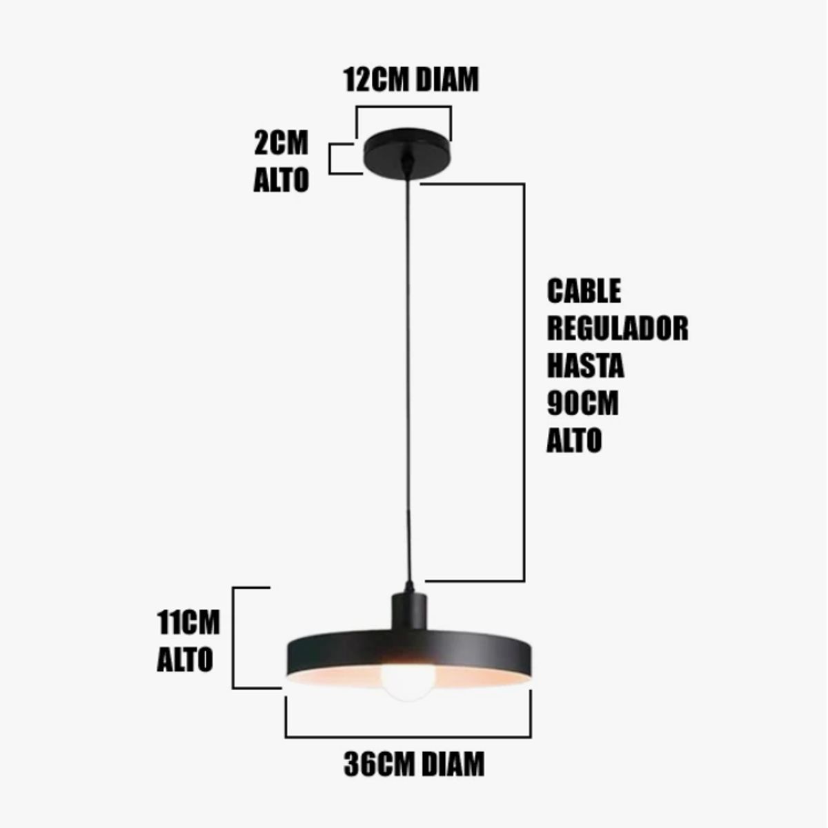 GENERICO - Lámpara Colgante Campana Black Led