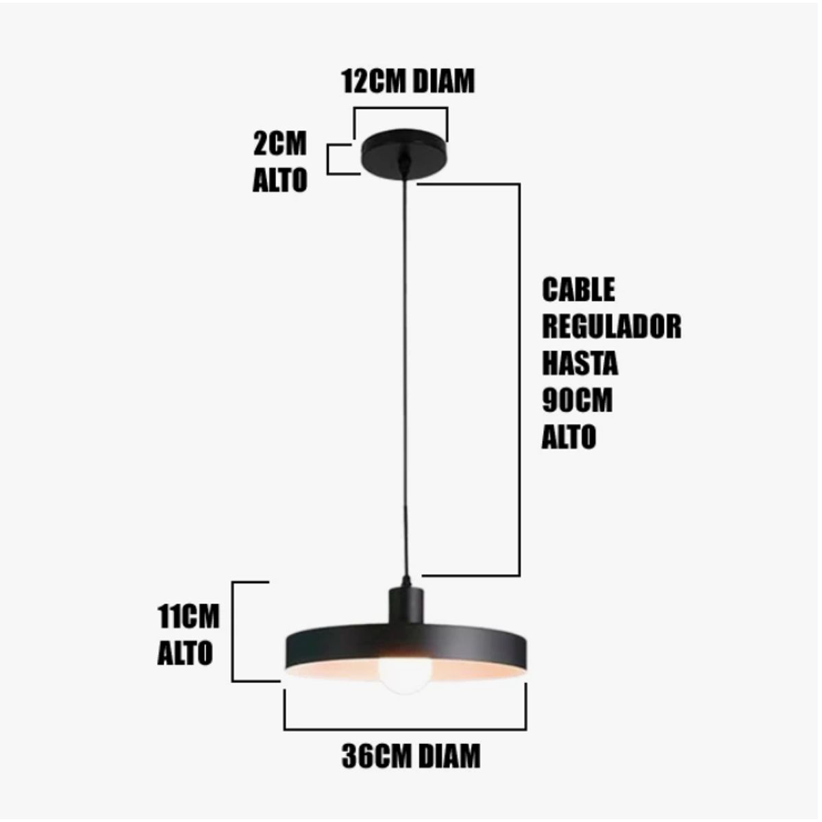 GENERICO - Lámpara Colgante Campana Black Led