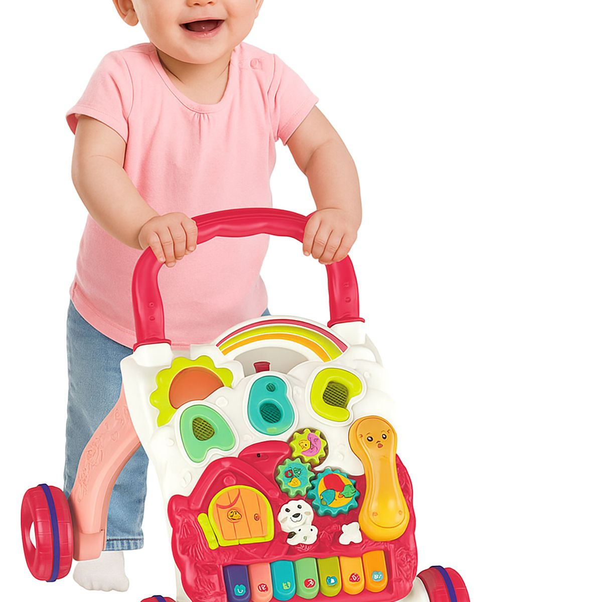 BIBI - ANDADOR CAMINADOR ESTIMULACIÓN PARA BEBÉ 4 EN 1 ROSADO