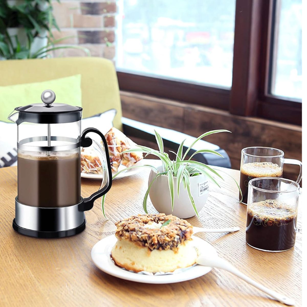 GENERICO - Cafetera prensa francesa de acero 800 cc