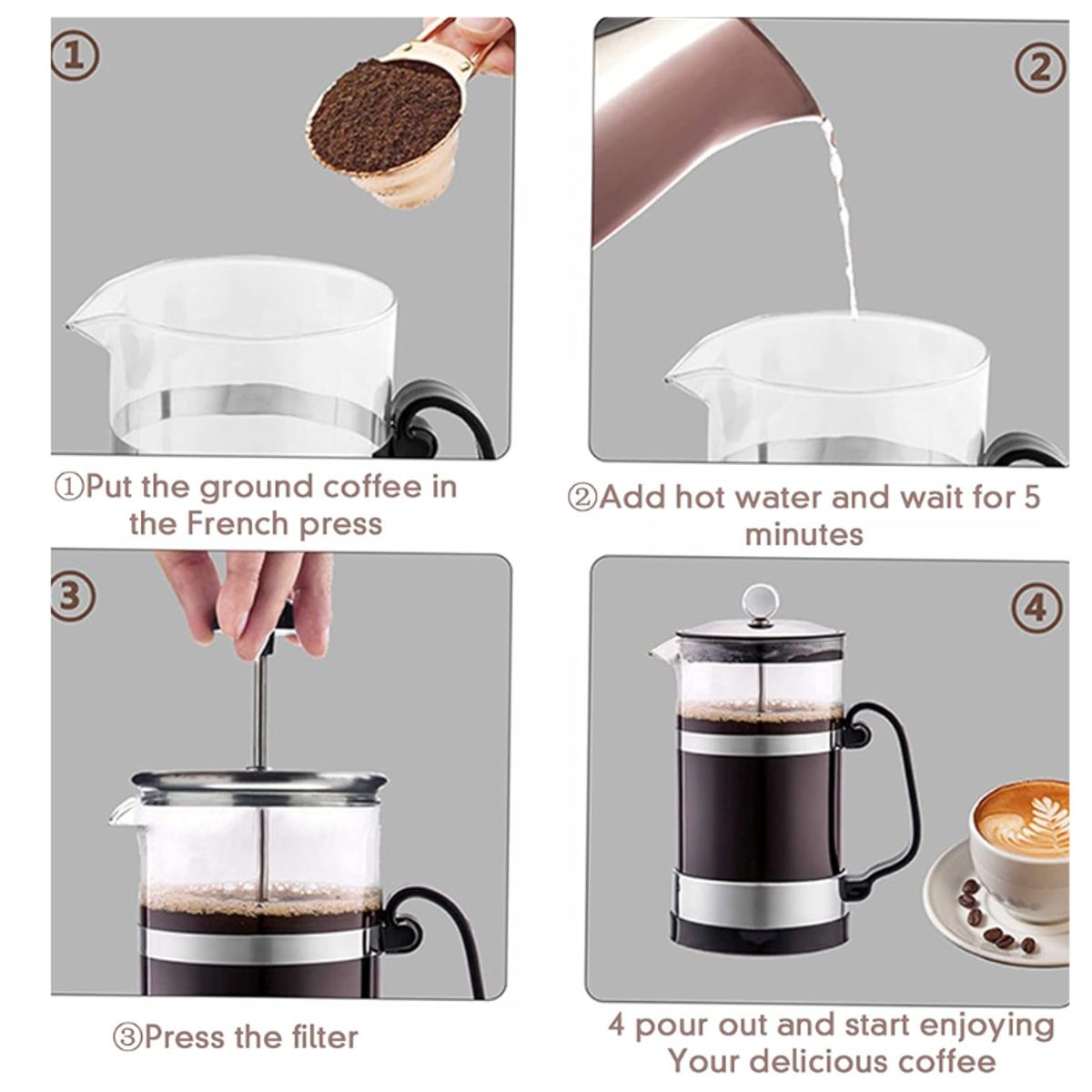 GENERICO - Cafetera de prensa acero  350 ml