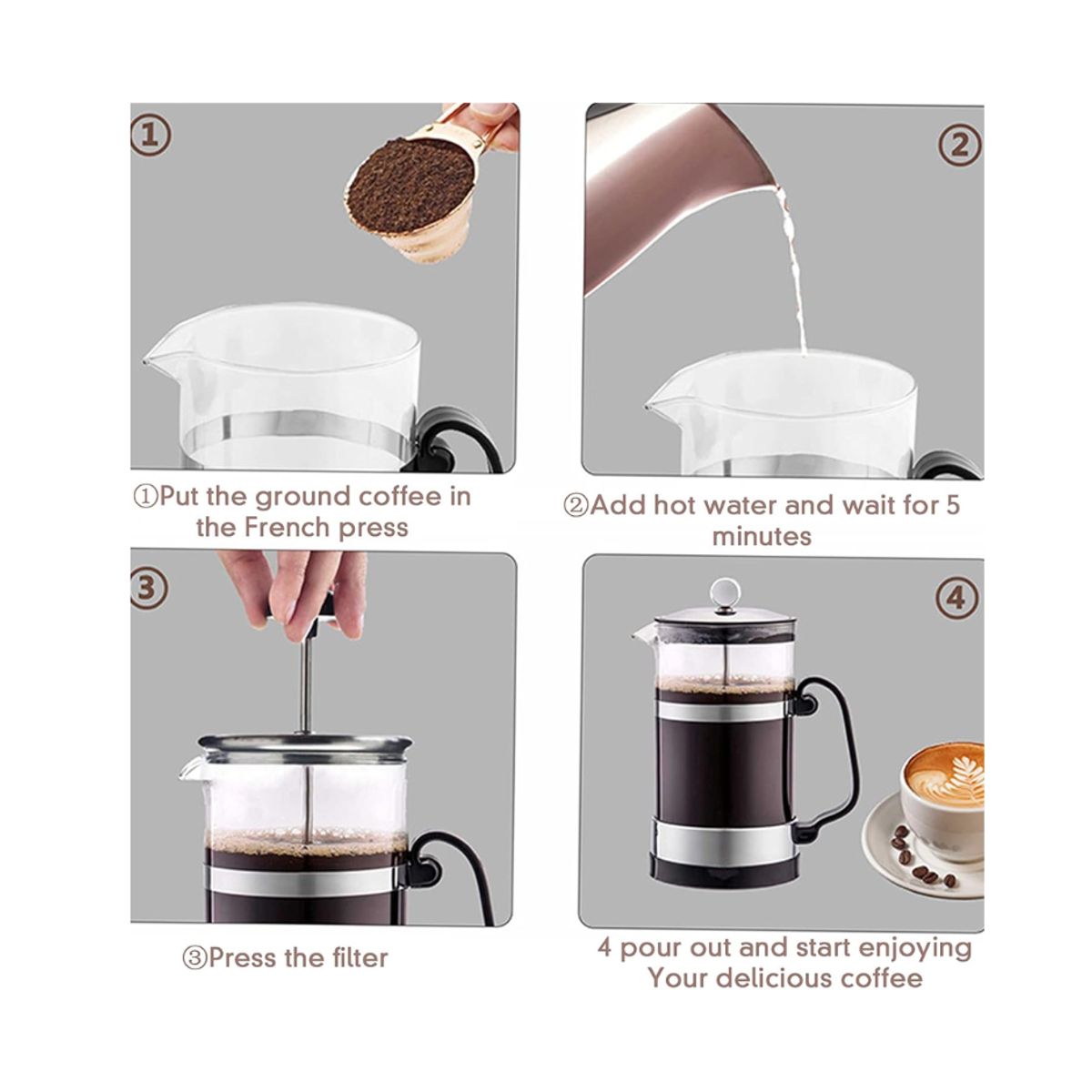 GENERICO - Cafetera de prensa acero  350 ml