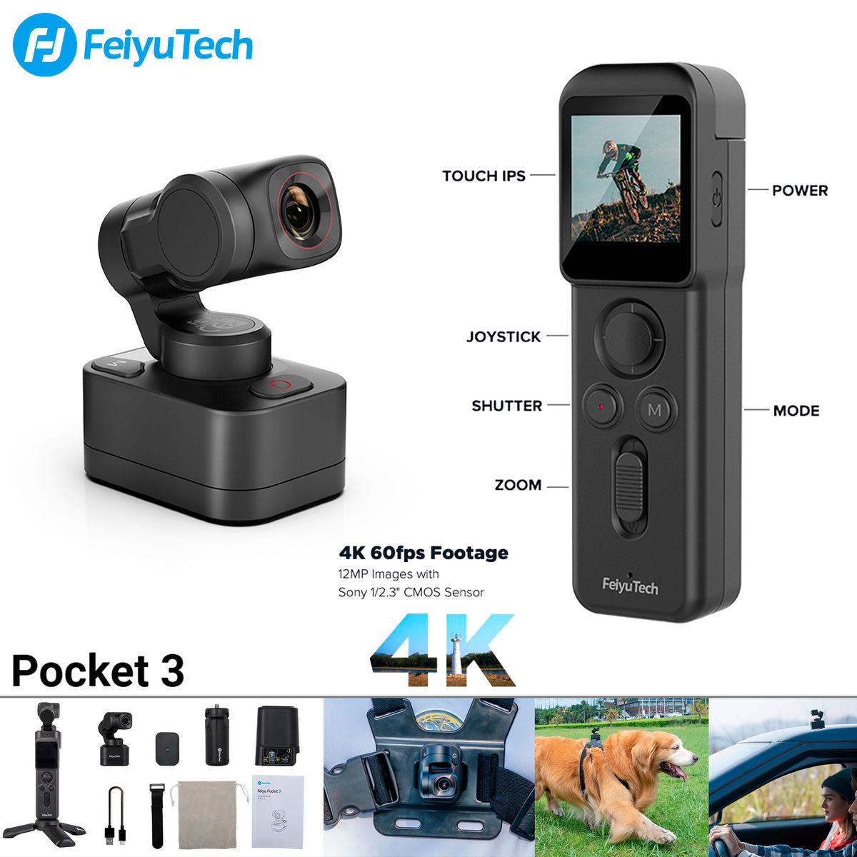 FEIYUTECH - FEIYU - POCKET 3 - GIMBAL Estabilizador - Cámara de acción 4K